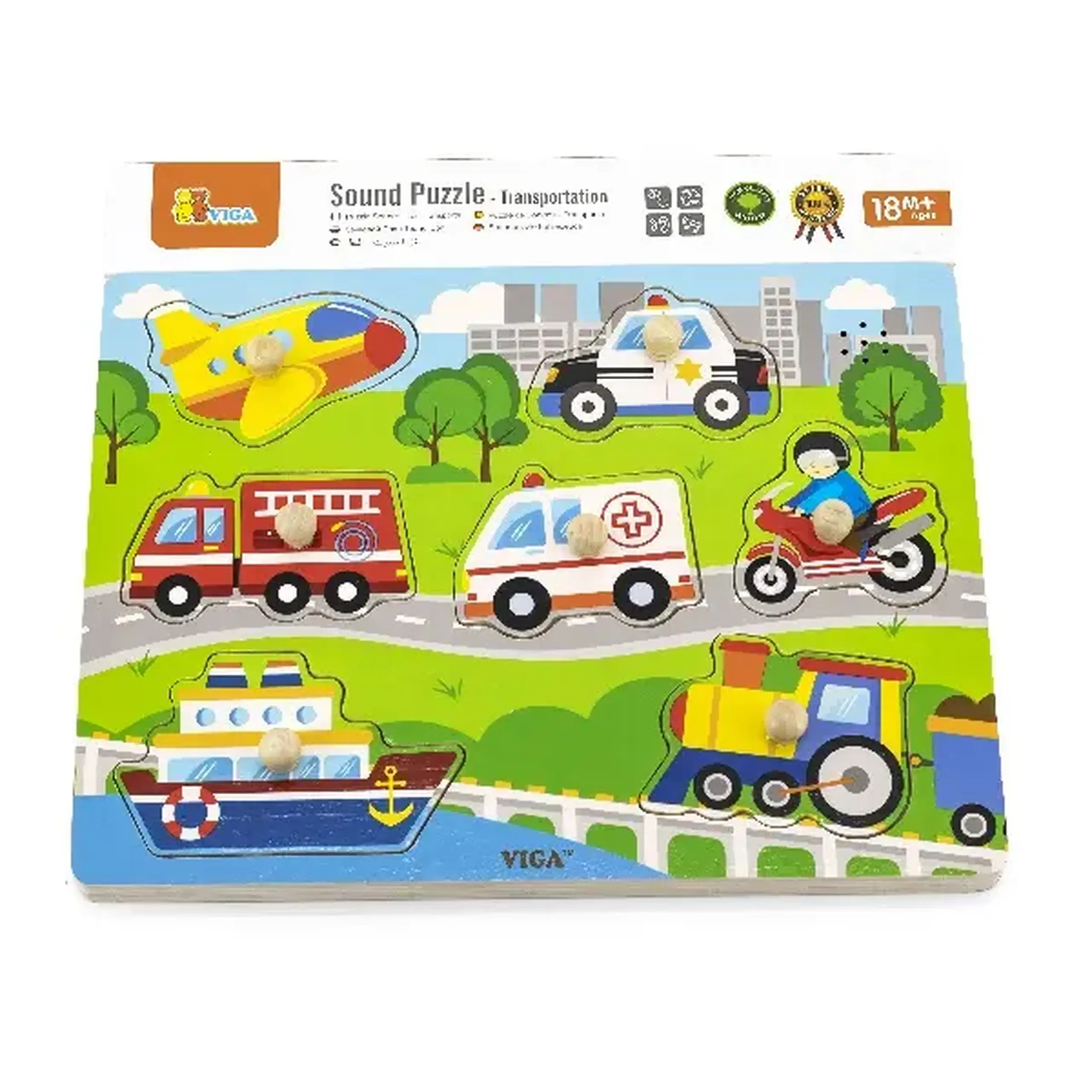 Puzzle tactil Mijloace de transport (cu sunet)