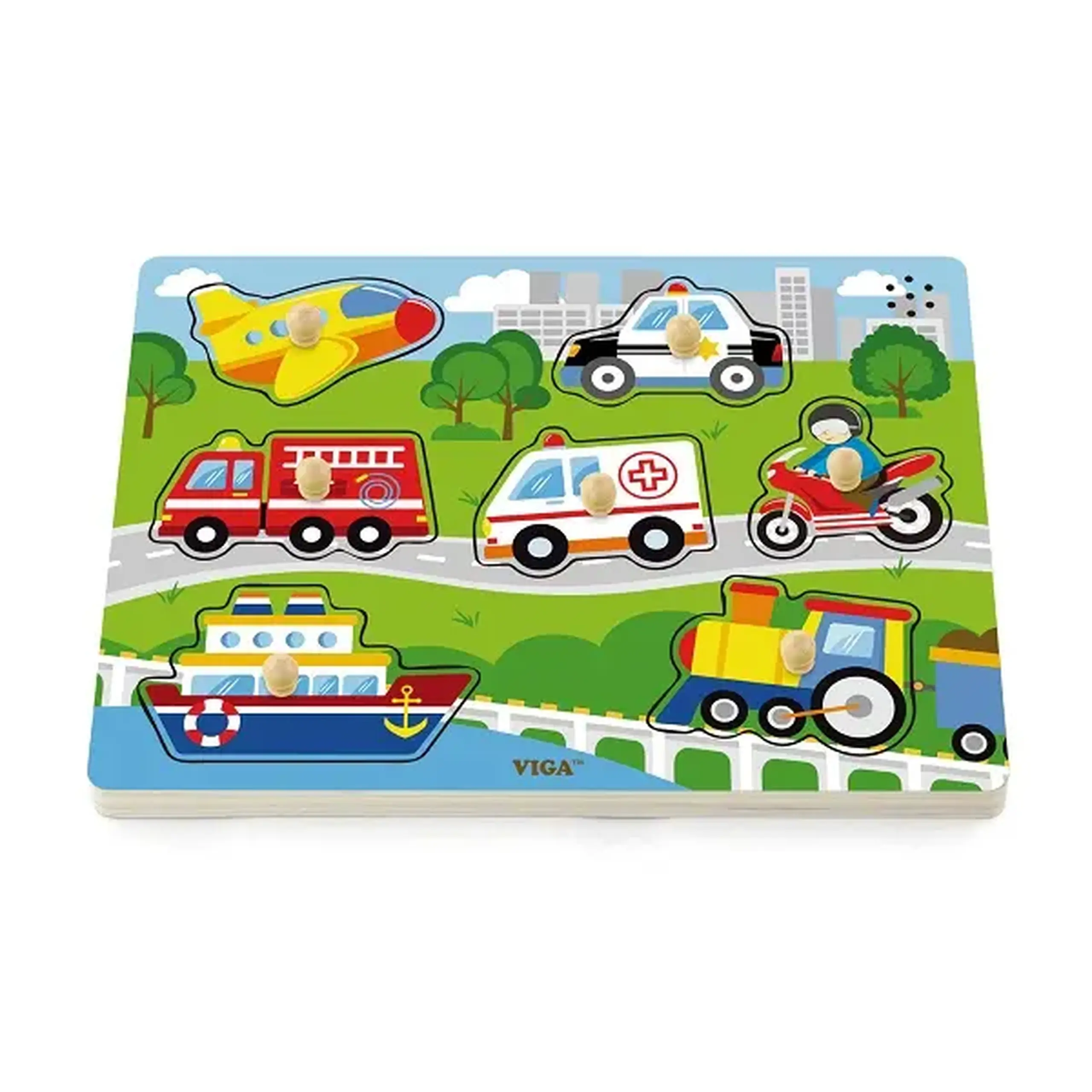 Puzzle tactil Mijloace de transport (cu sunet)
