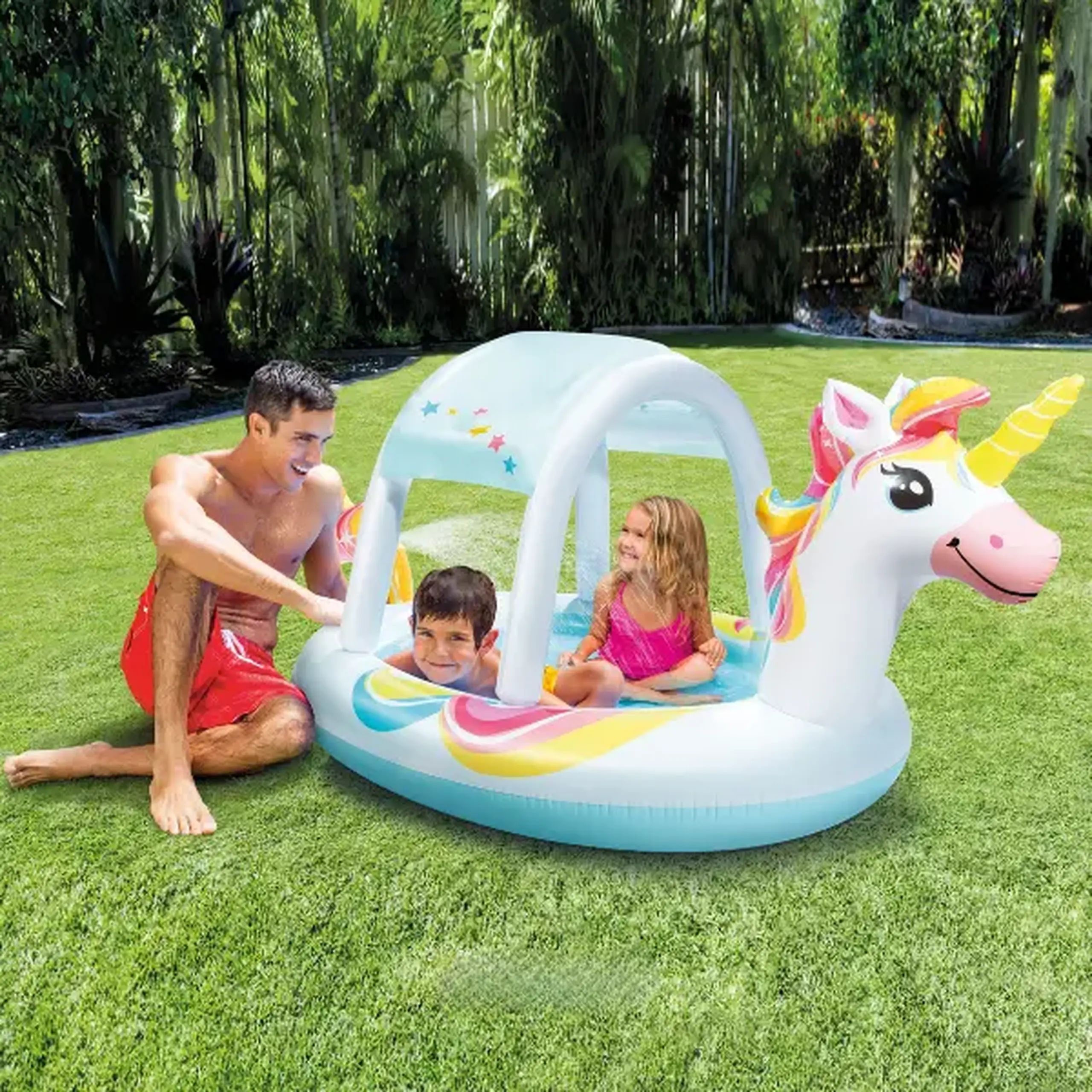 INTEX Piscină gonflabilă pentru copii cu baldachin "Unicorn" 254x132x109 cm, 130 L, 2+