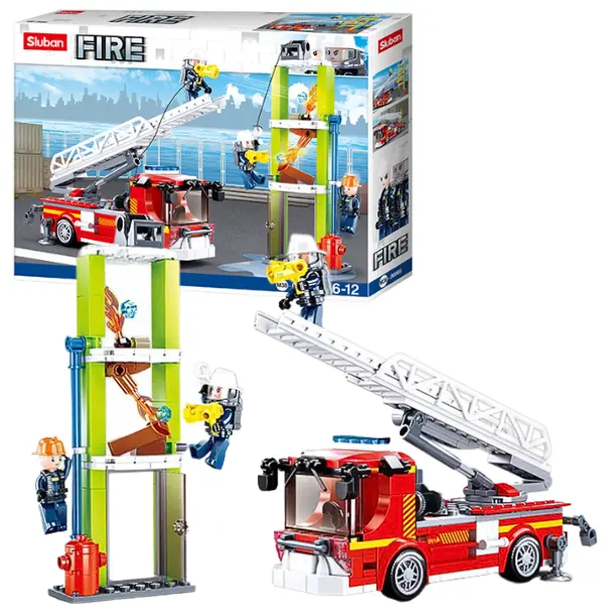 Set de construcție ”Mașină de pompieri cu scară”, 343 elem.