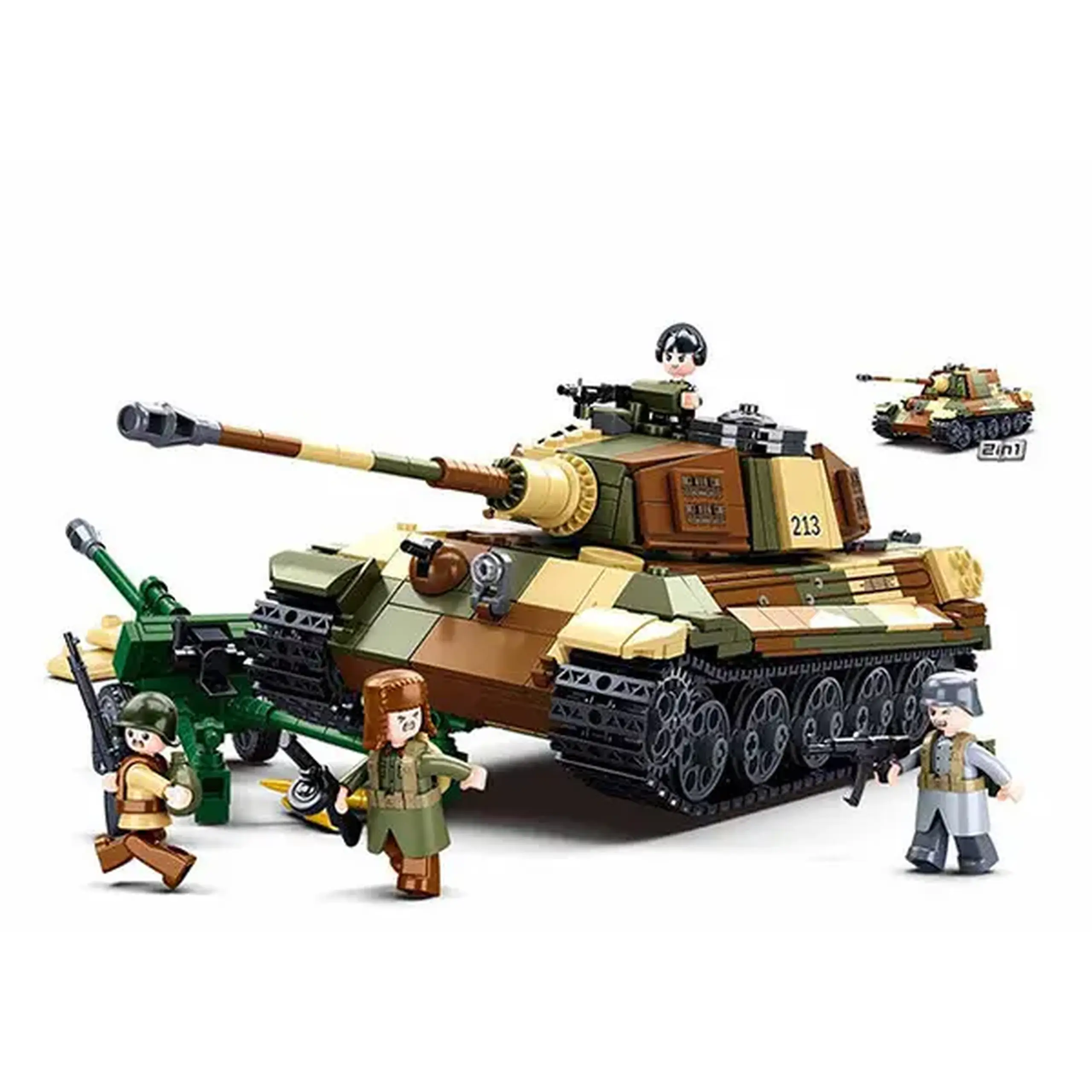 Set de construcție Tanc 2 în 1 „Tigrul Regal”, 930 piese