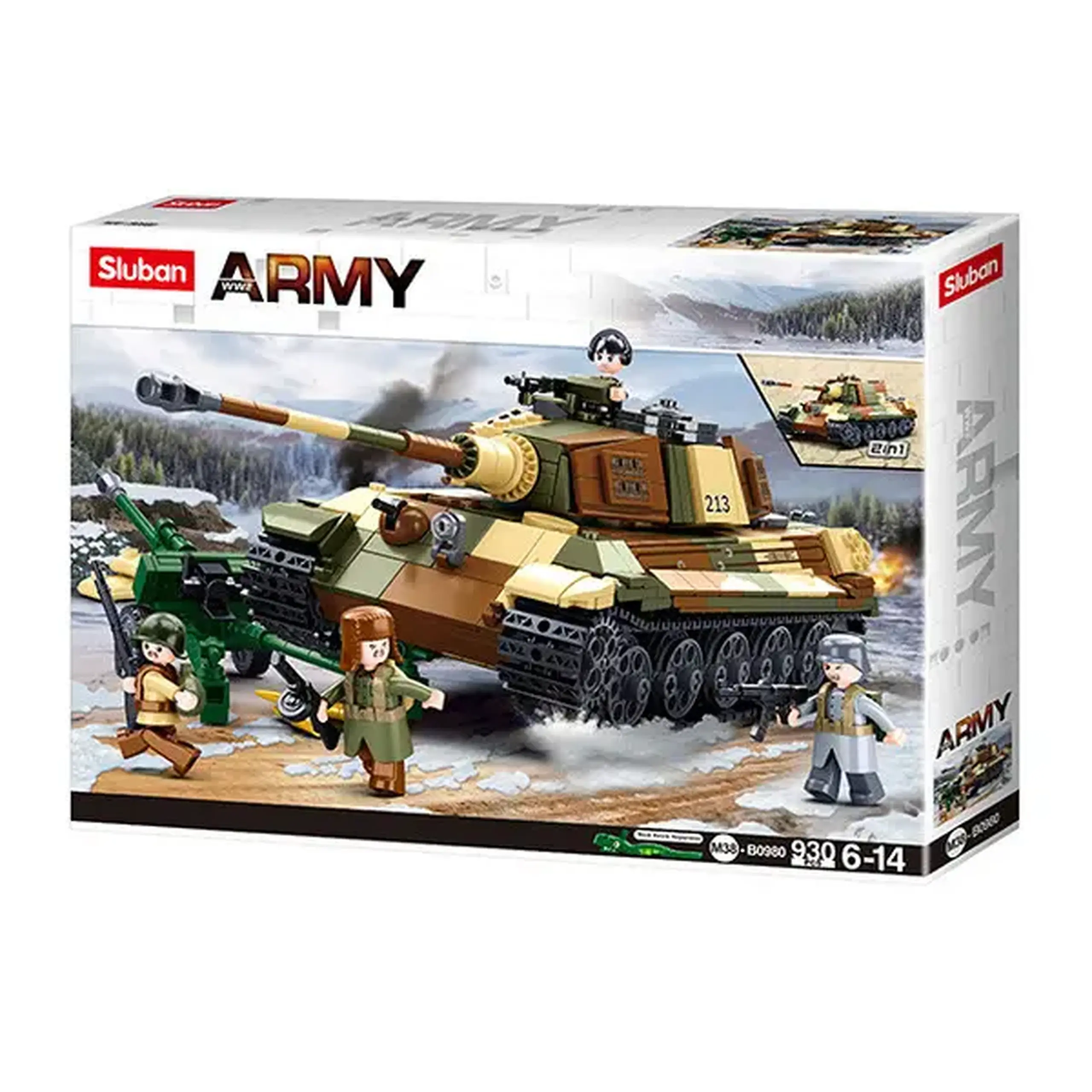 Set de construcție Tanc 2 în 1 „Tigrul Regal”, 930 piese