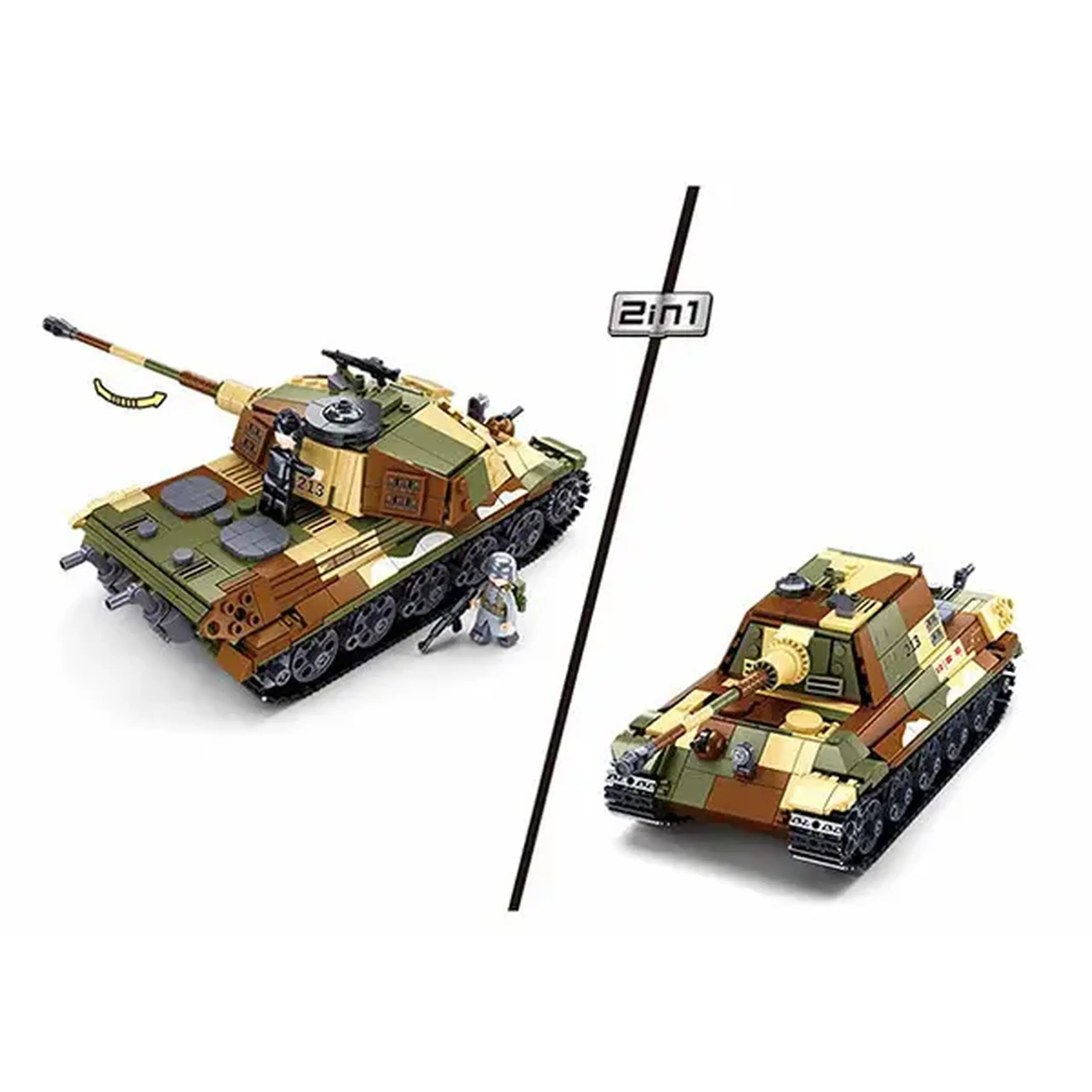 Set de construcție Tanc 2 în 1 „Tigrul Regal”, 930 piese