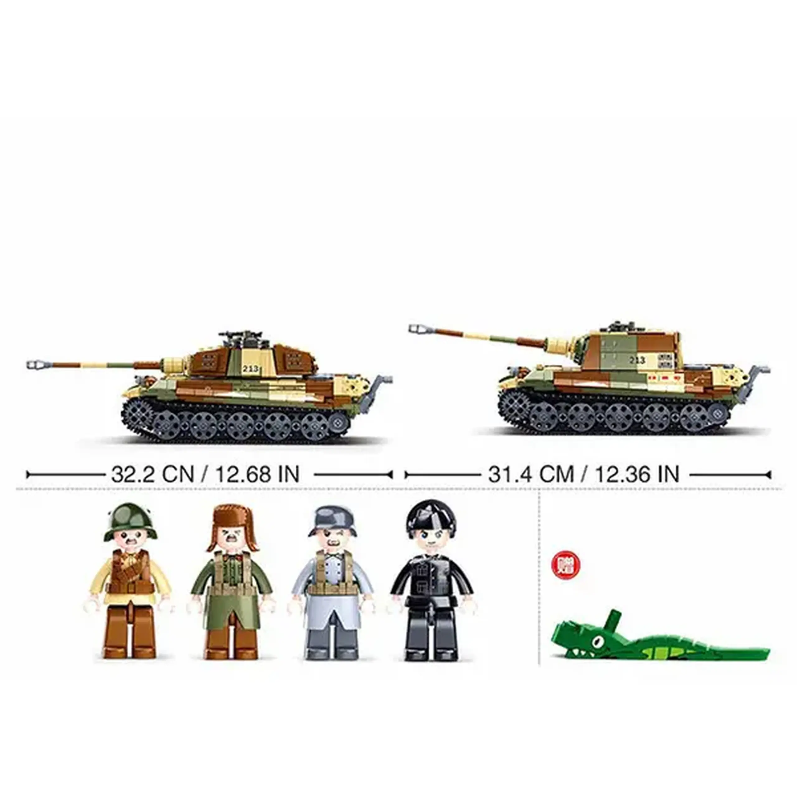 Set de construcție Tanc 2 în 1 „Tigrul Regal”, 930 piese