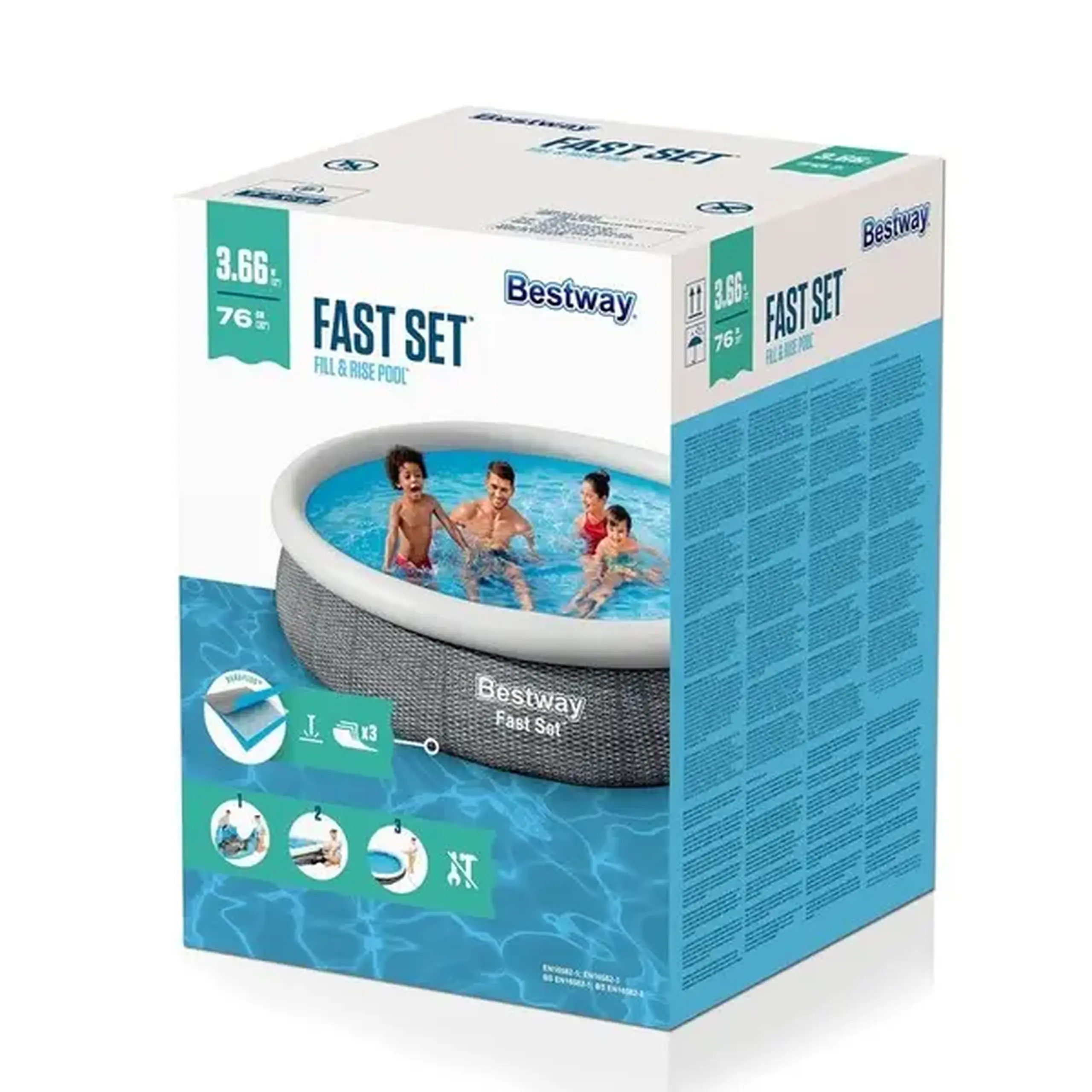 Bestway Piscină gonflabilă Fast Set 366х76 cm, 5377 L