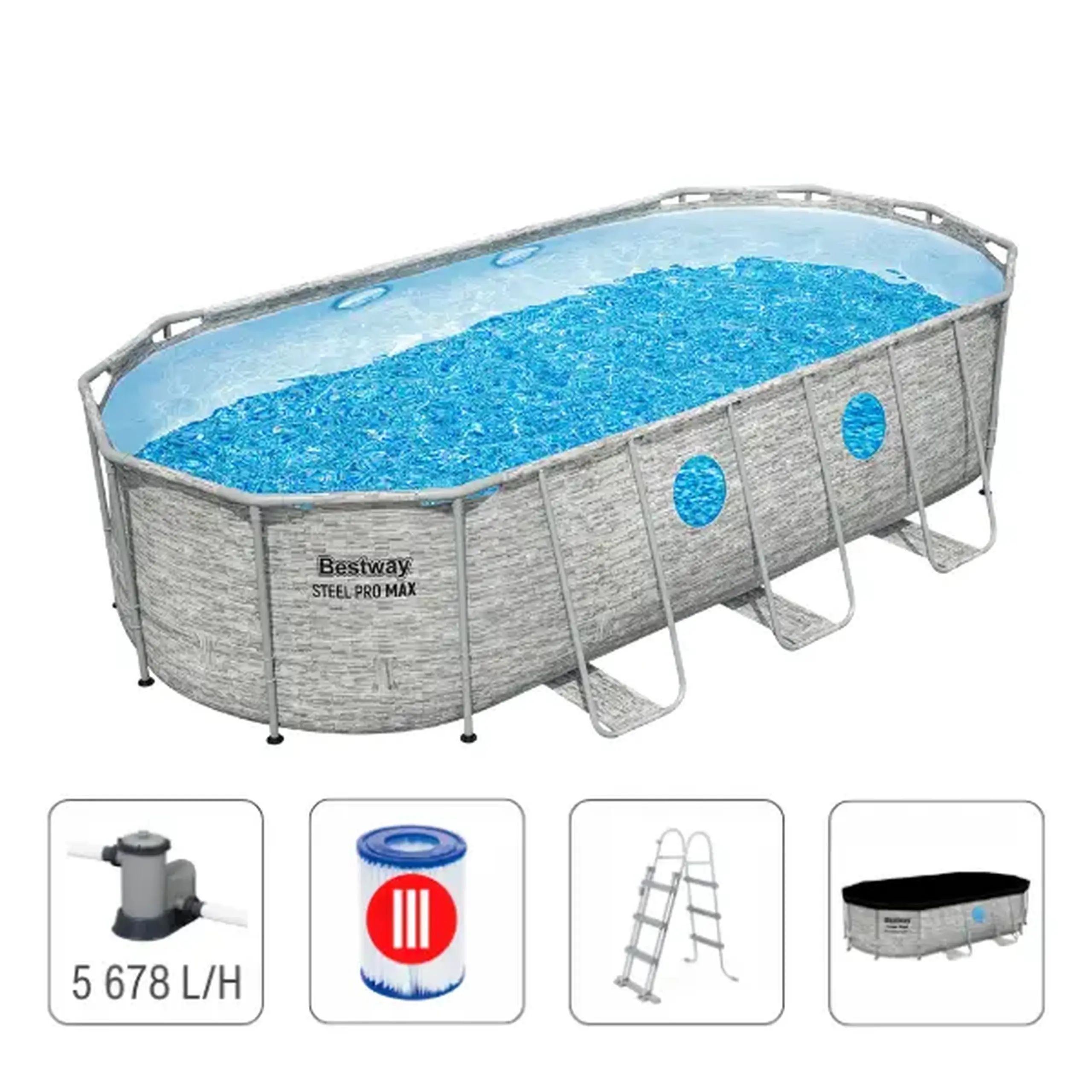 Bestway Piscină STEEL PRO MAX Oval 549х274х122 cm, 13430L, cadru metalic