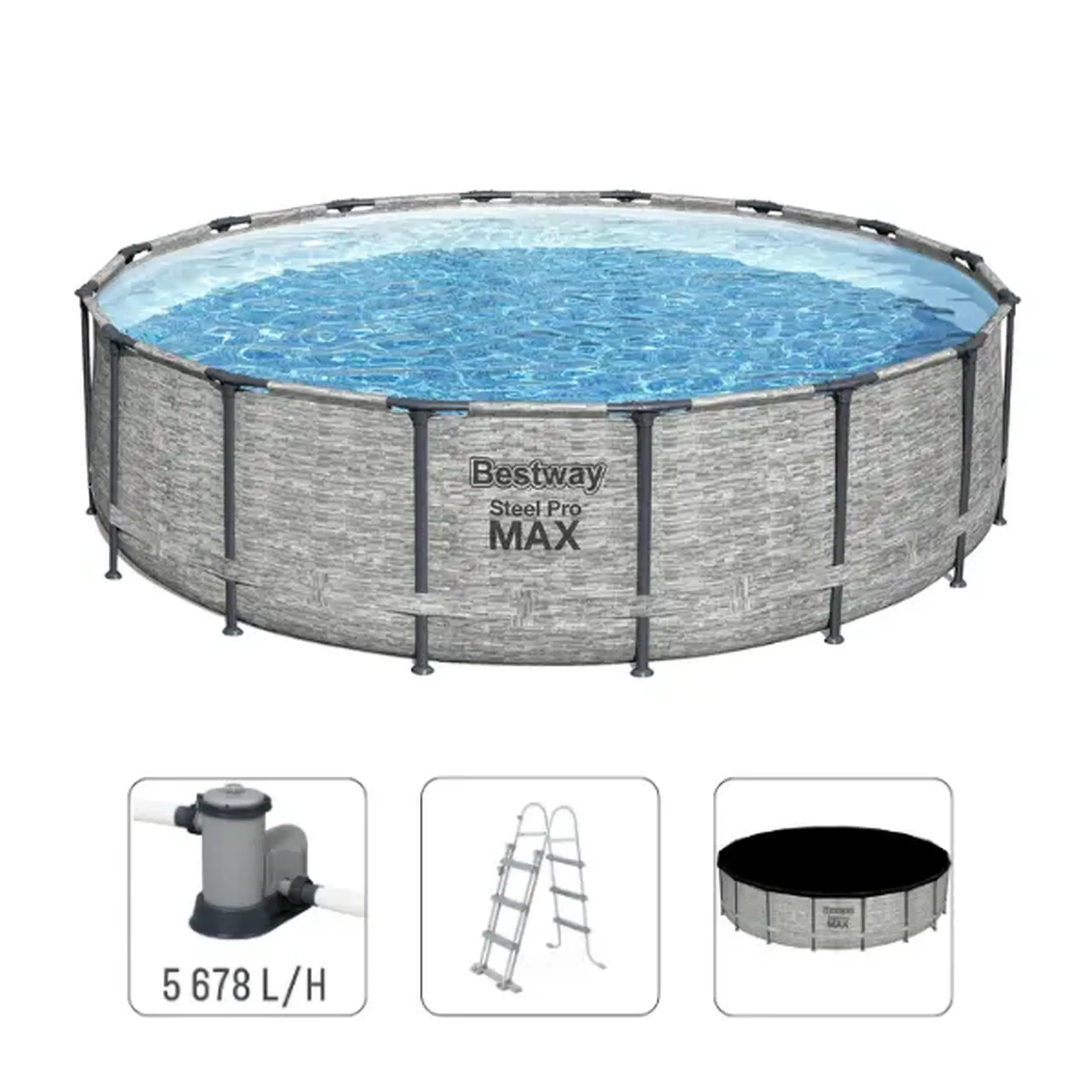 Bestway Piscină STEEL PRO MAX Round 488х122 cm, 19480 L, cadru metalic