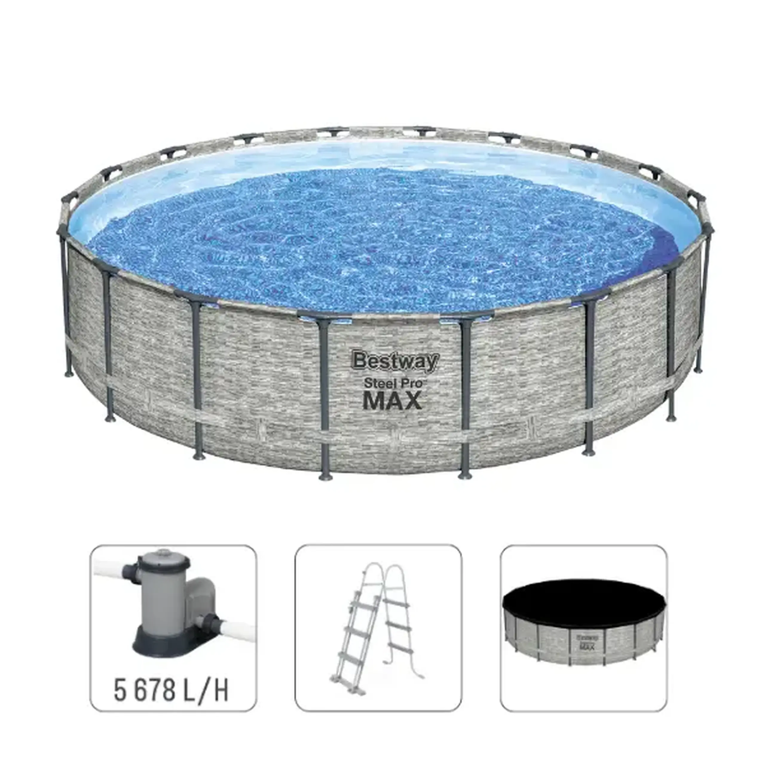 Bestway Piscină STEEL PRO MAX Round 549х122 cm, 23062 L, cadru metalic