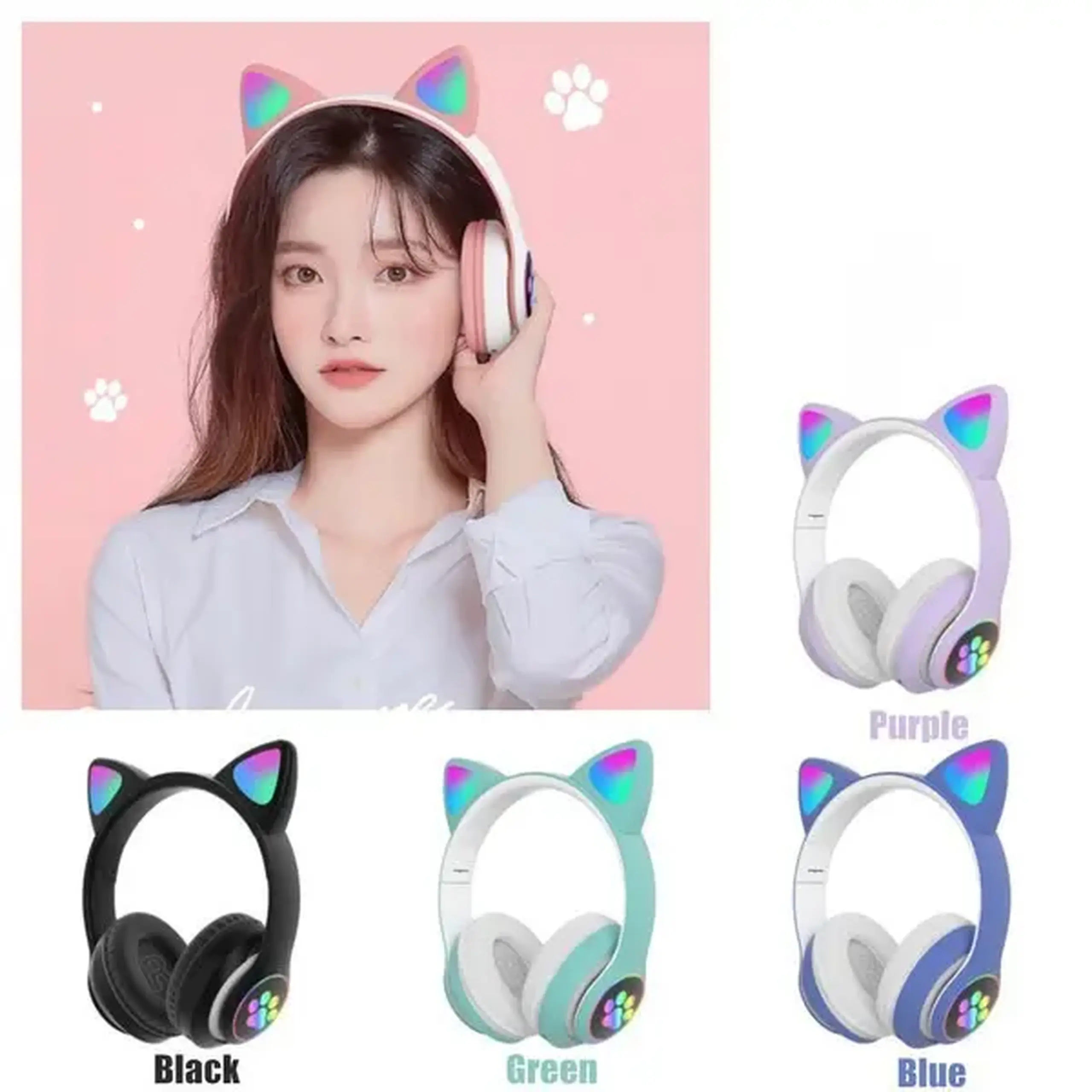 Căști Bluetooth Cat Ear (urechi luminiscente)