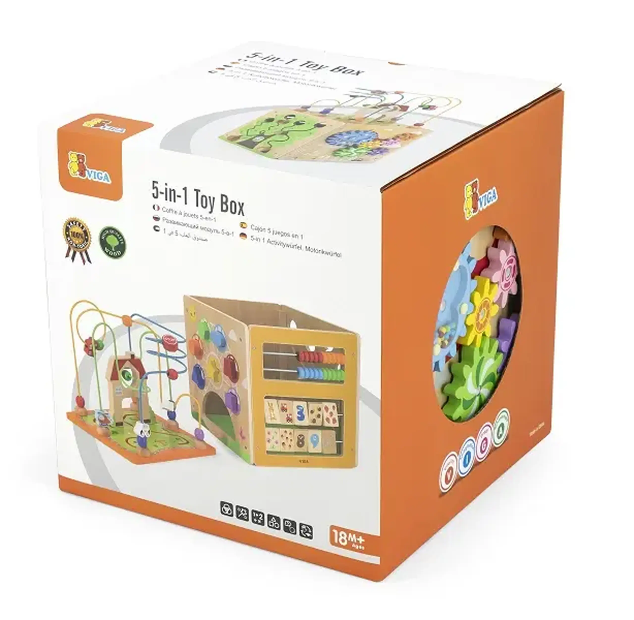 Cub Montessori din lemn 5 în 1