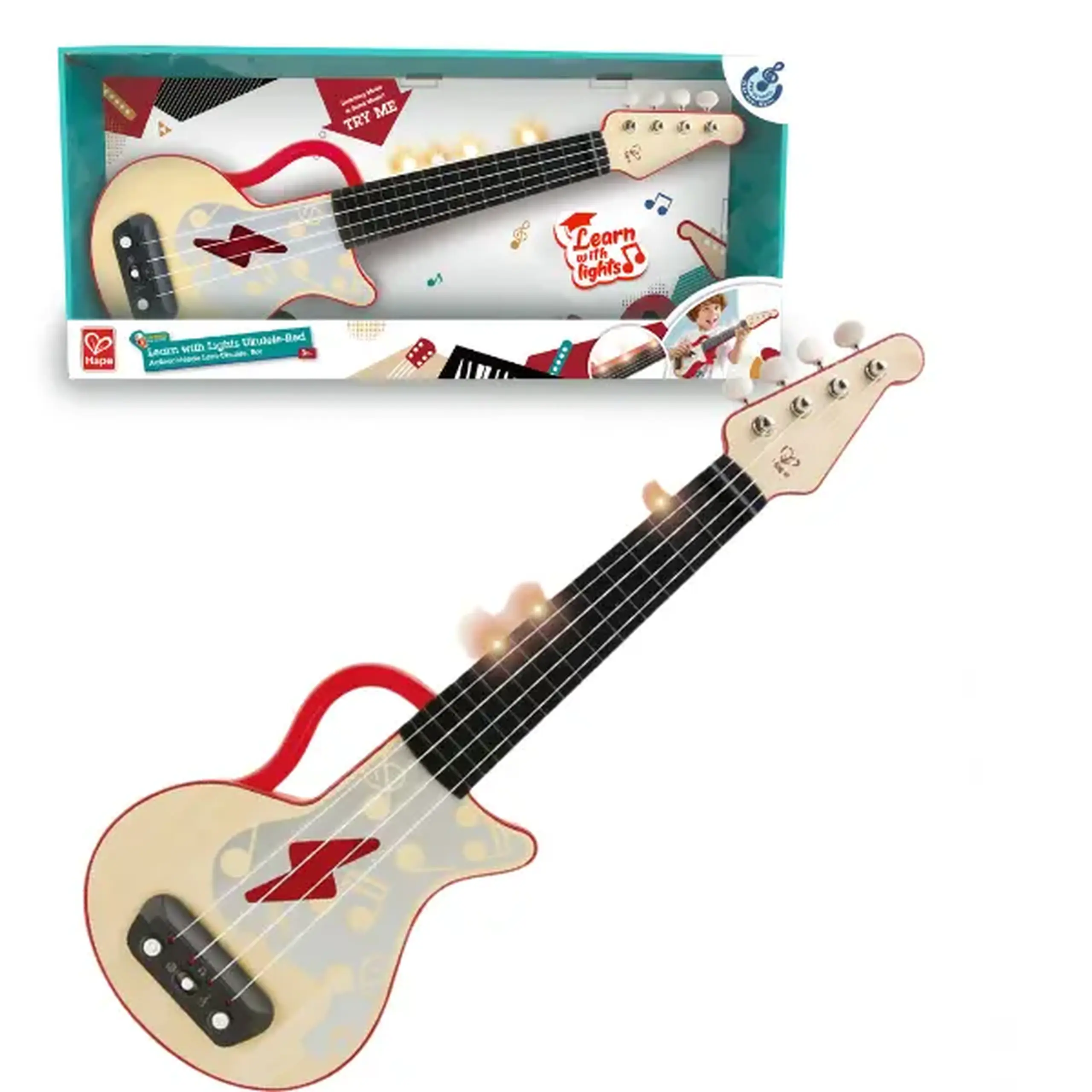 Chitara Ukulele cu lumini, Roșie
