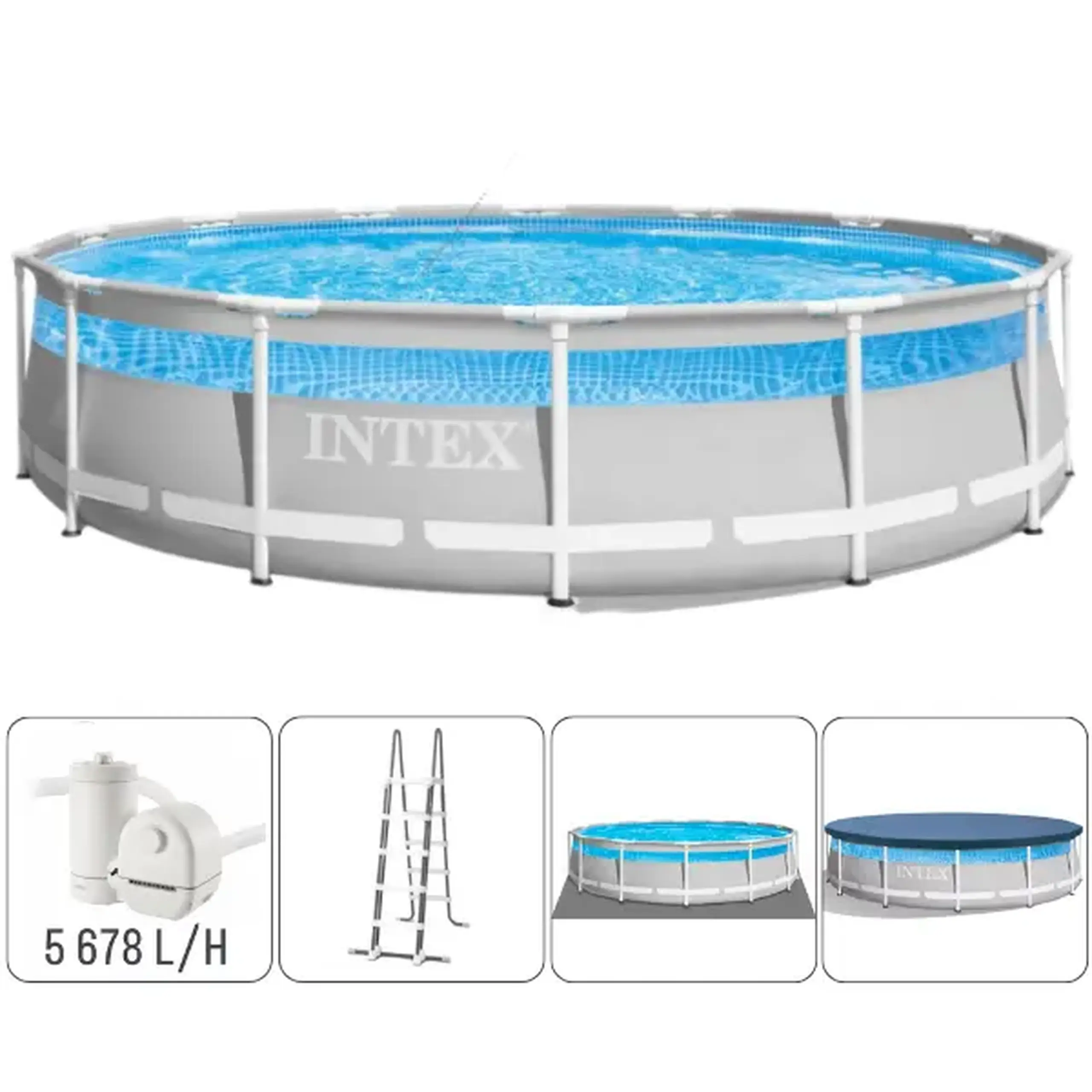 INTEX Piscină PRISM FRAME CLEARVIEW 488x122cm, 19156L, cadru metalic, cu pompă de filtrare