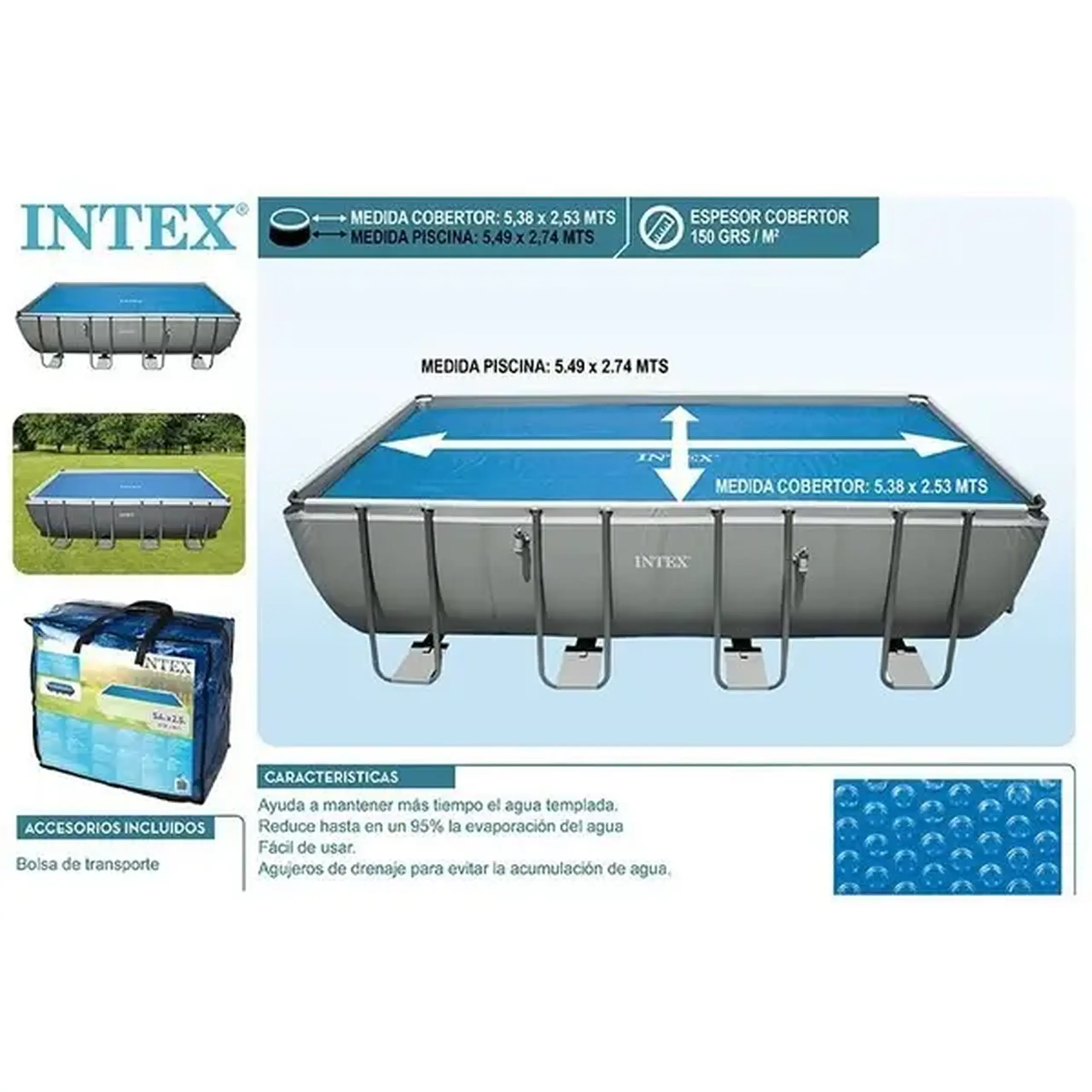 INTEX Husă solară 538х253 cm pentru piscine dreptunghiulare 549×274 cm