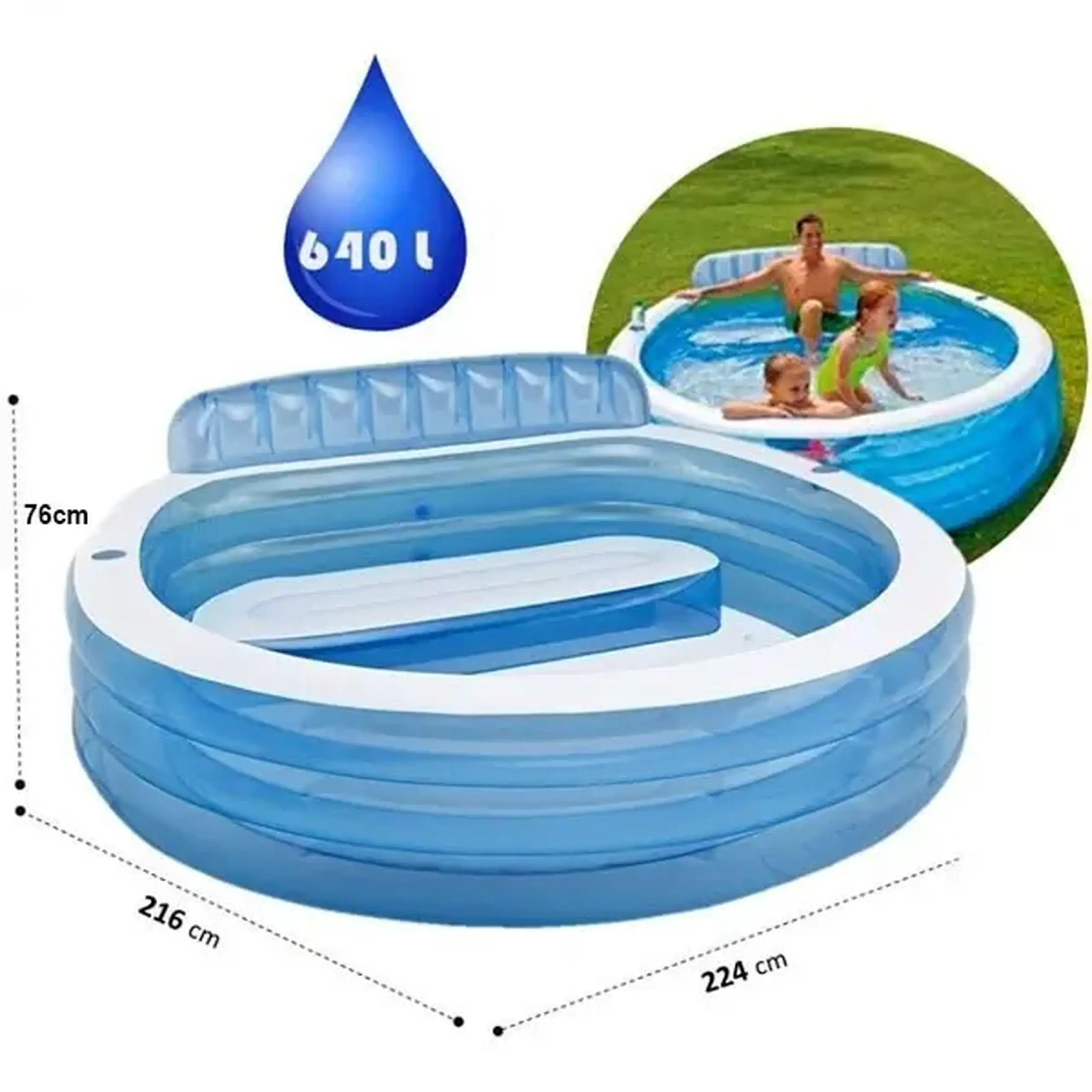 INTEX Piscină gonflabilă pentru familie 229х218х79 cm, 590 L, 6+