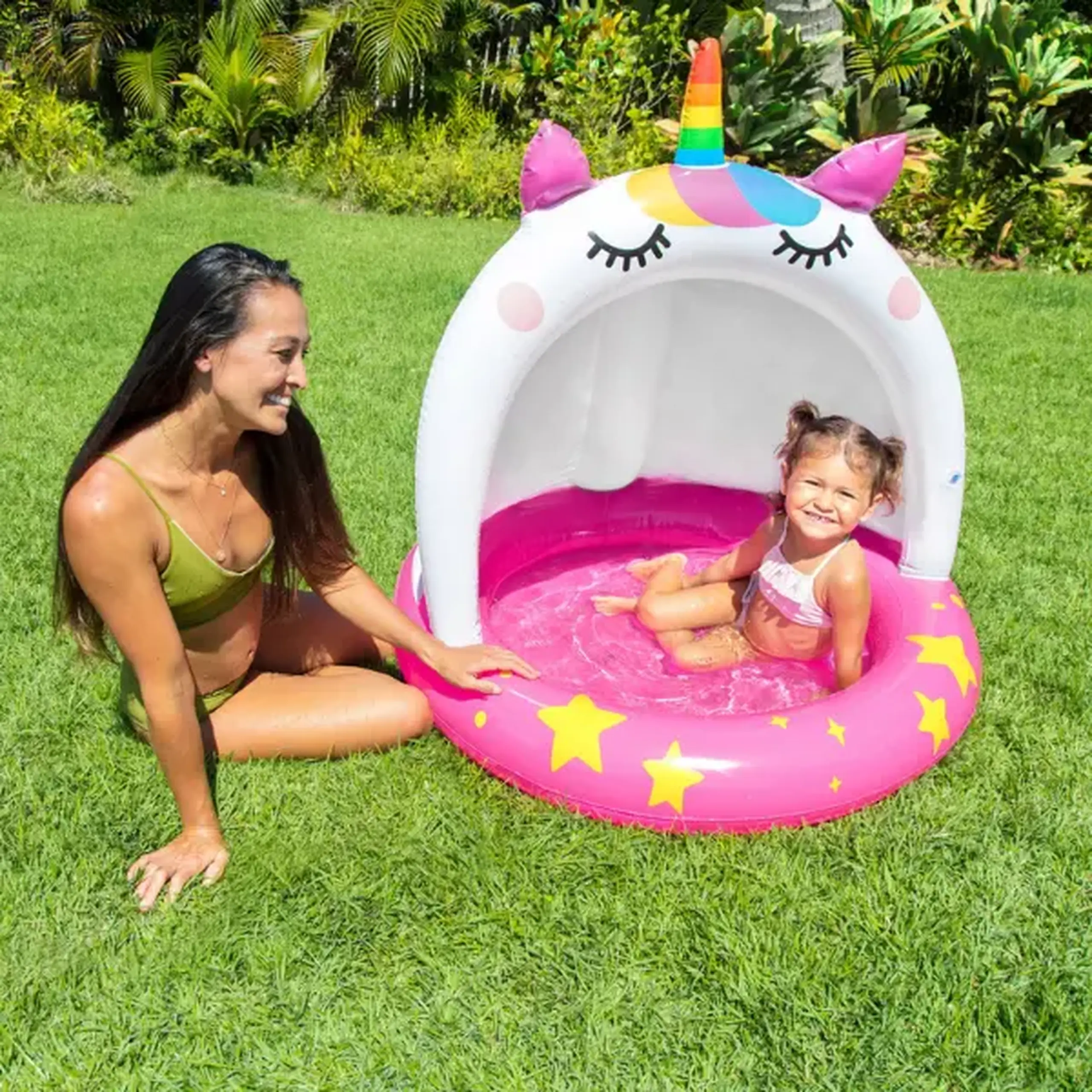 INTEX Piscină gonflabilă pentru copii cu baldachin „Unicorn” 102х102 cm, 45 L, 1-3 ani