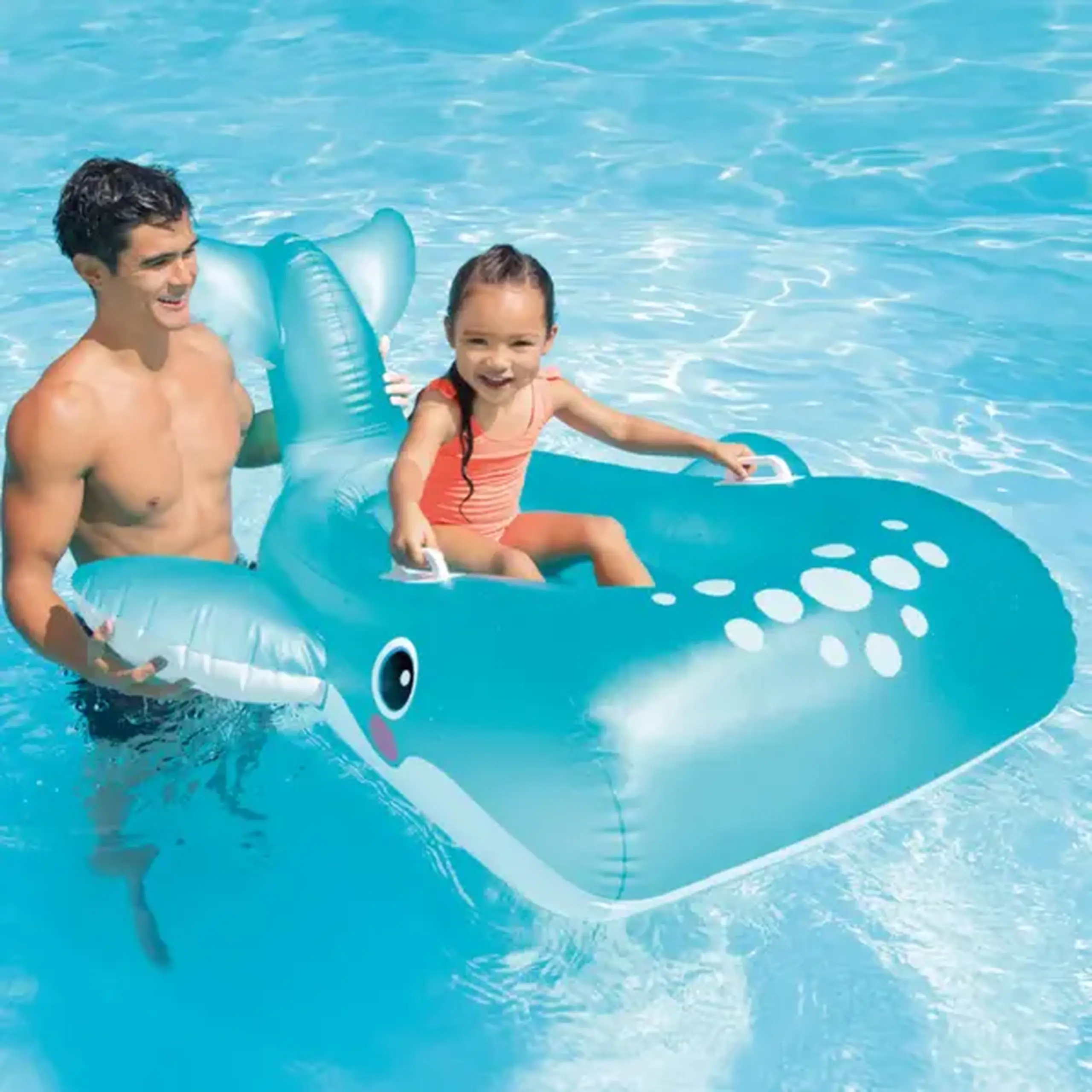 INTEX Plută-saltea gonflabilă "Balena Albastră" cu mânere, 168х140 cm, până la 40 kg, 3+