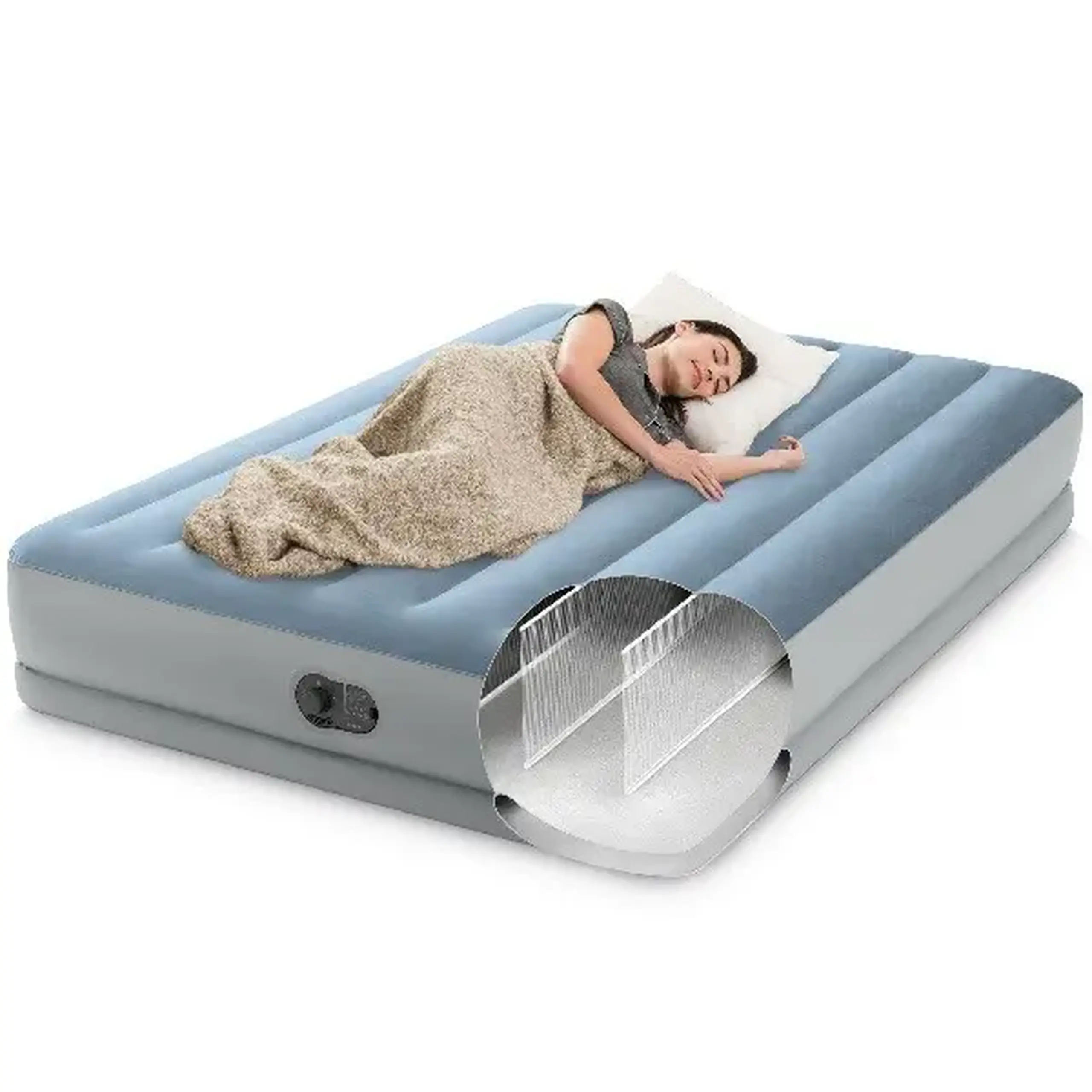 INTEX Saltea gonflabilă “Velur MID-Rise Comfort” 152x203x36 cm cu pompă USB 5V încorporată, până la 272 kg