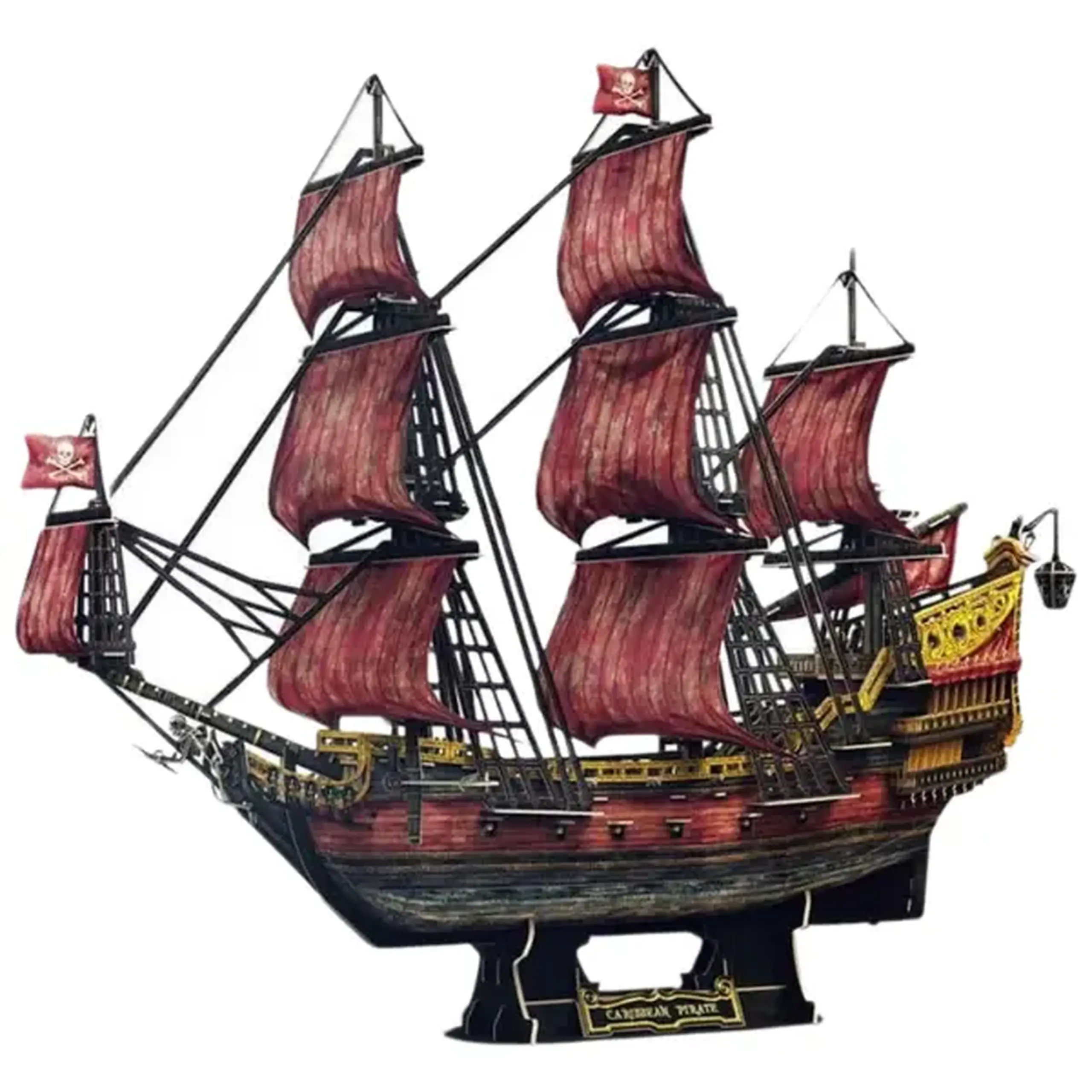 3D puzzle Corabie de pirați „Răzbunarea Reginei Anne” – ediție roșie aniversară, 391 de elemente