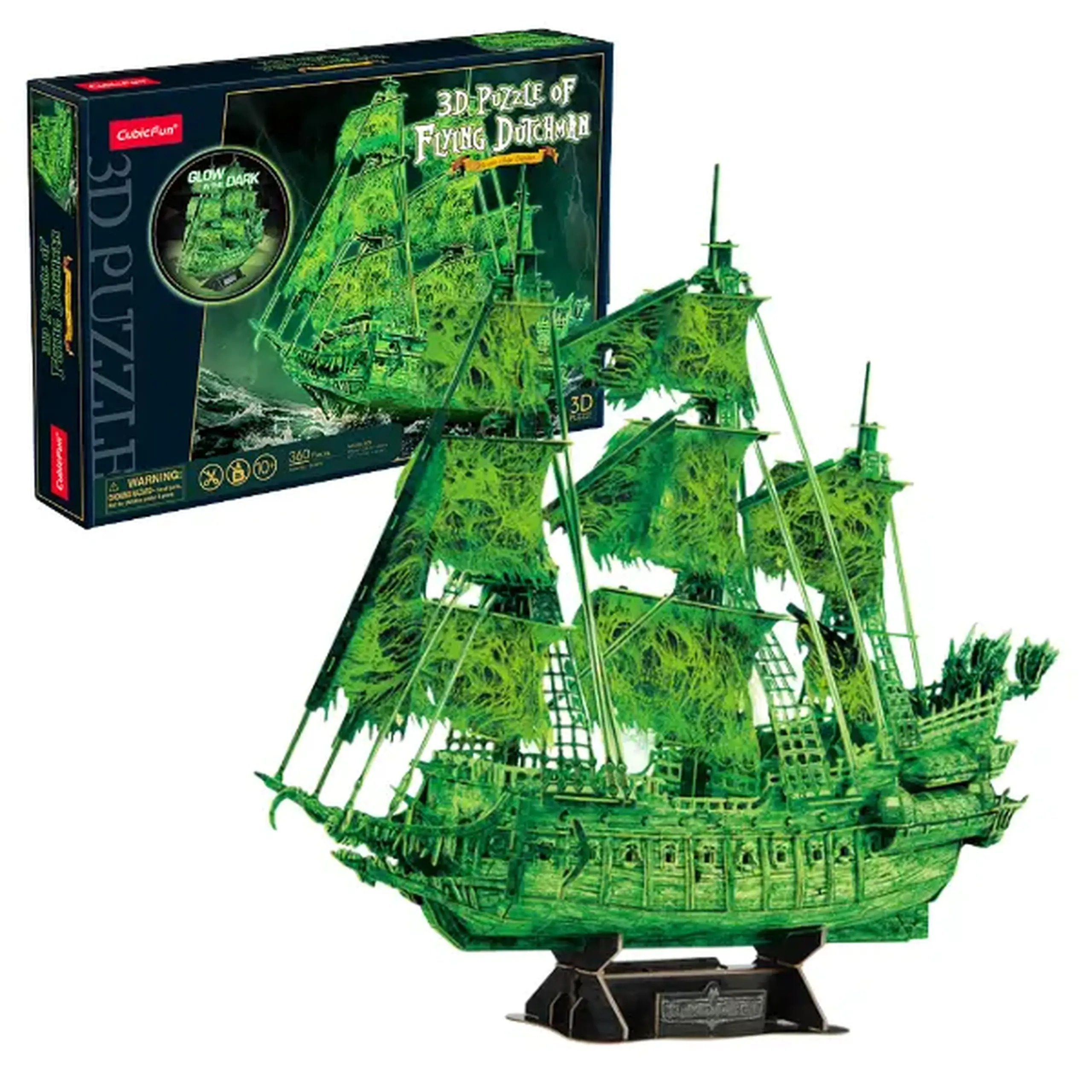 3D puzzle Corabie de pirați "Olandezul zburător", strălucește în întuneric, 360 elemente