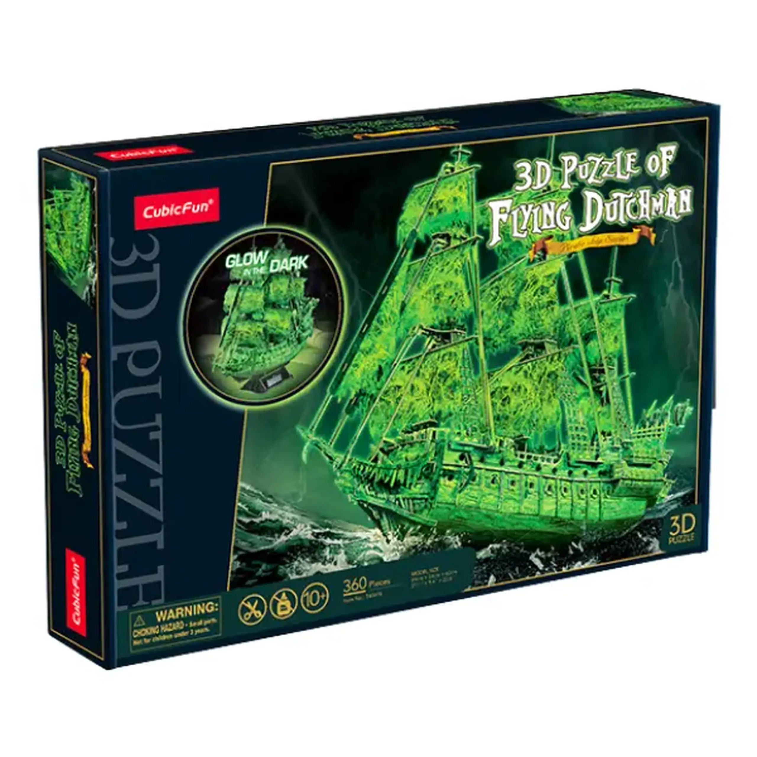 3D puzzle Corabie de pirați "Olandezul zburător", strălucește în întuneric, 360 elemente