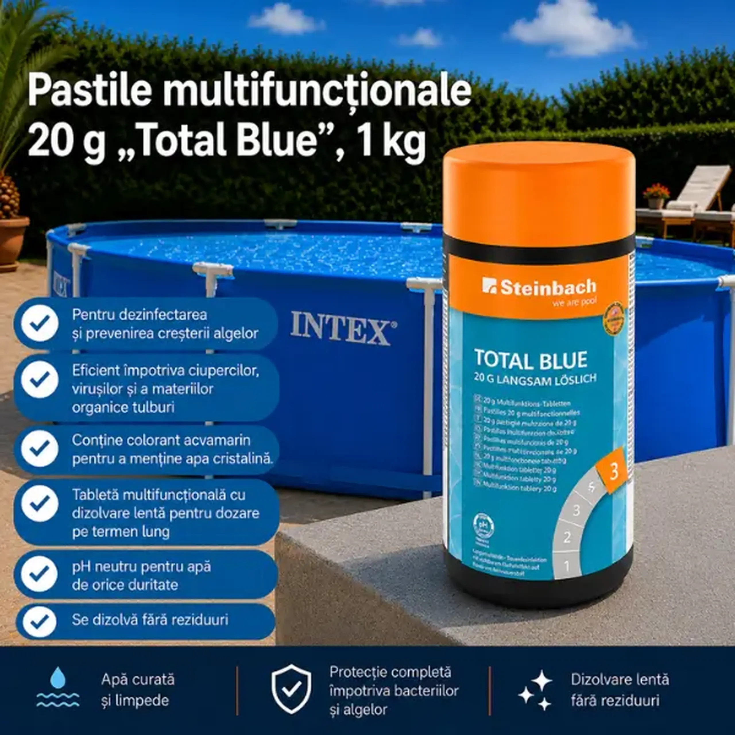 Pastile multifuncționale "Total Blue", 50 buc. х 20 g, 1 kg