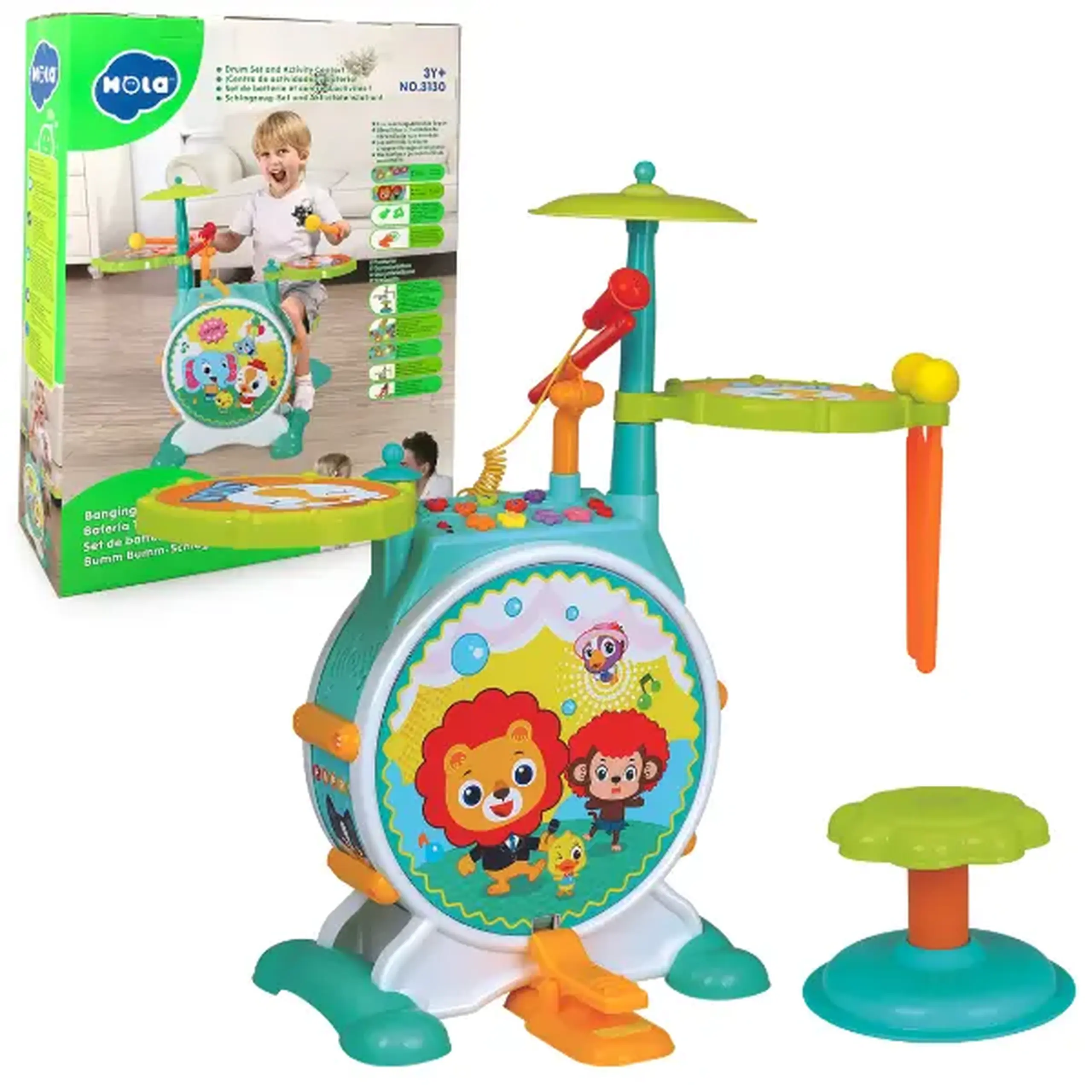 Set de instrumente de percuție și scaun