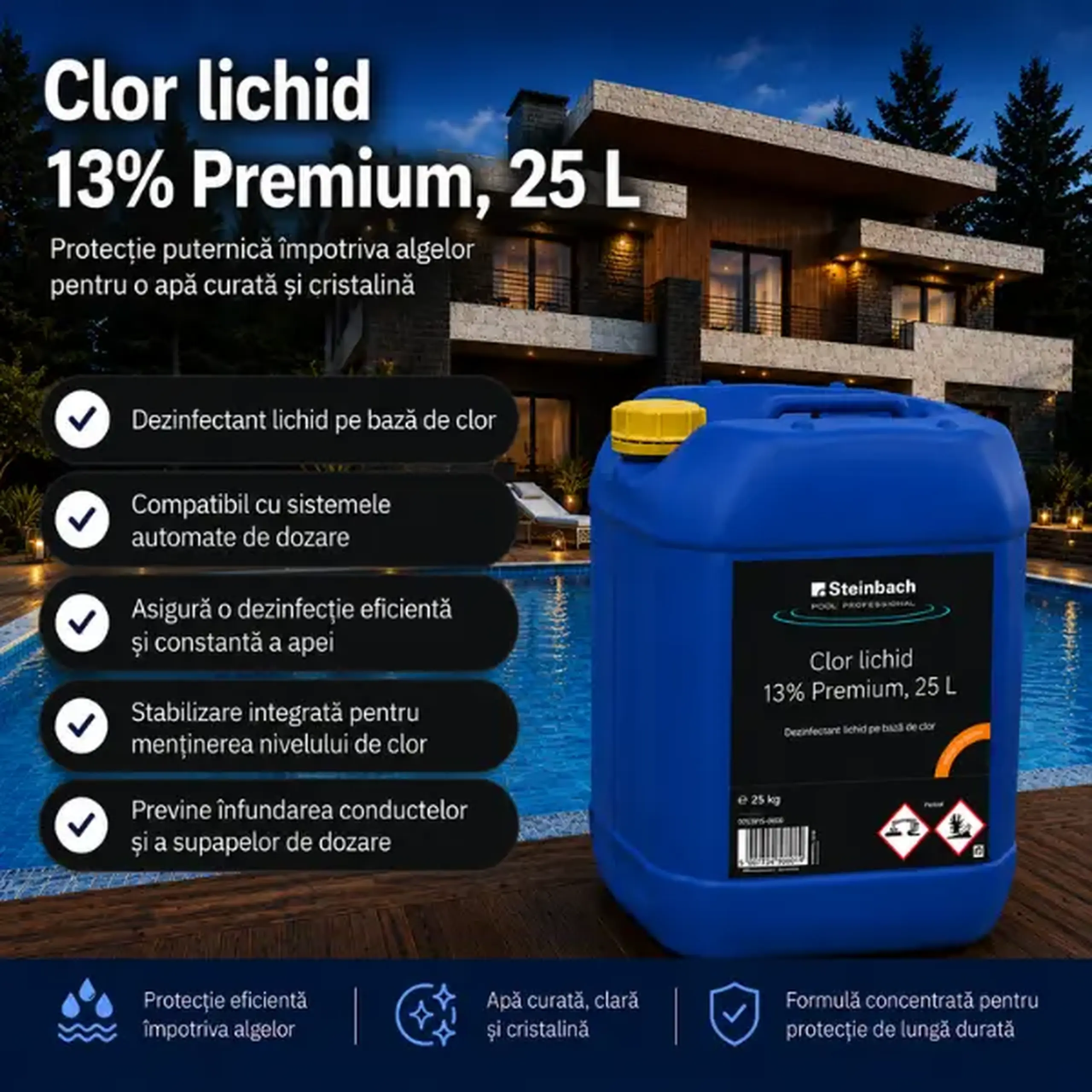 Clor lichid Premium 13%, 25 L