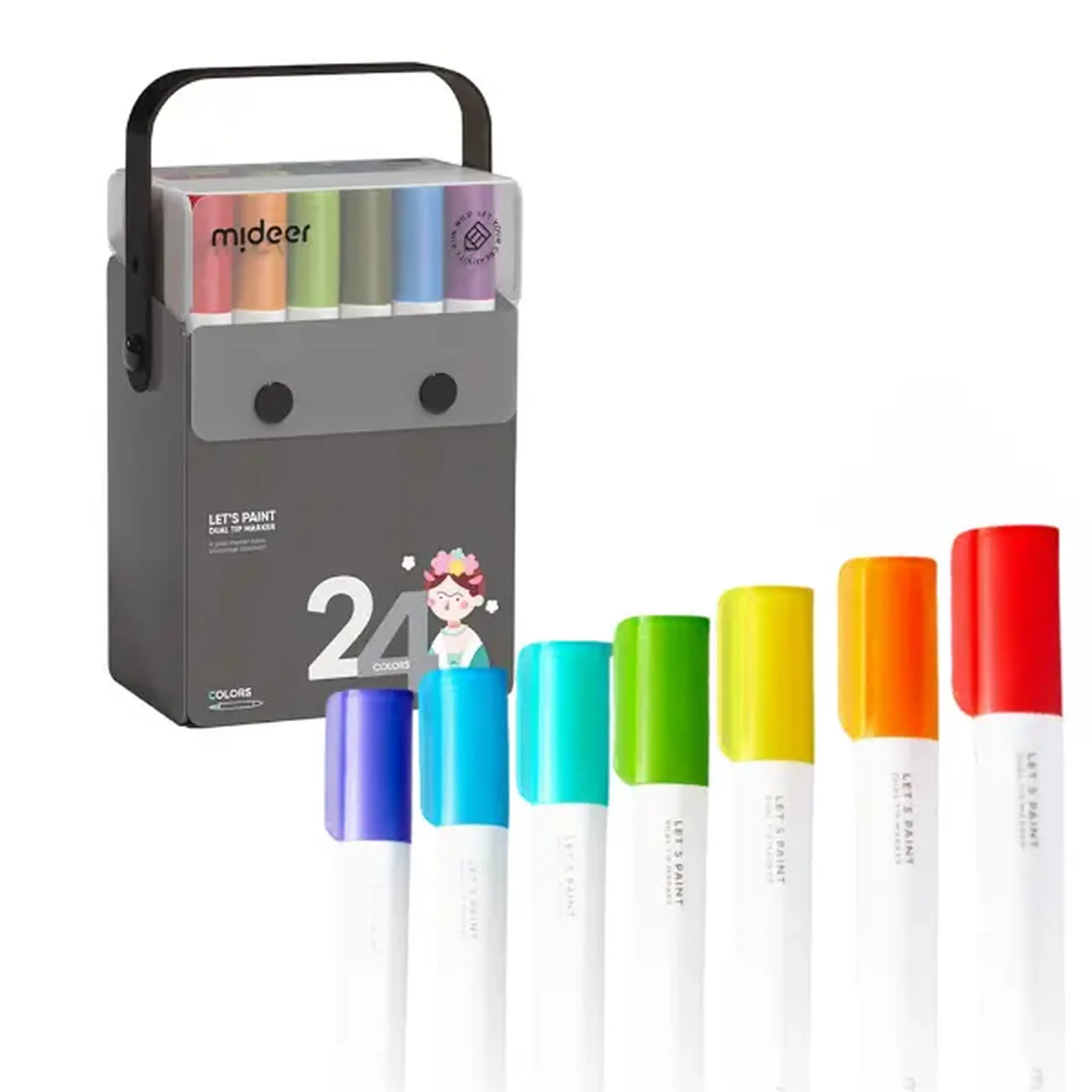 Set de markere semitransparente cu vârf dublu, 24 culori