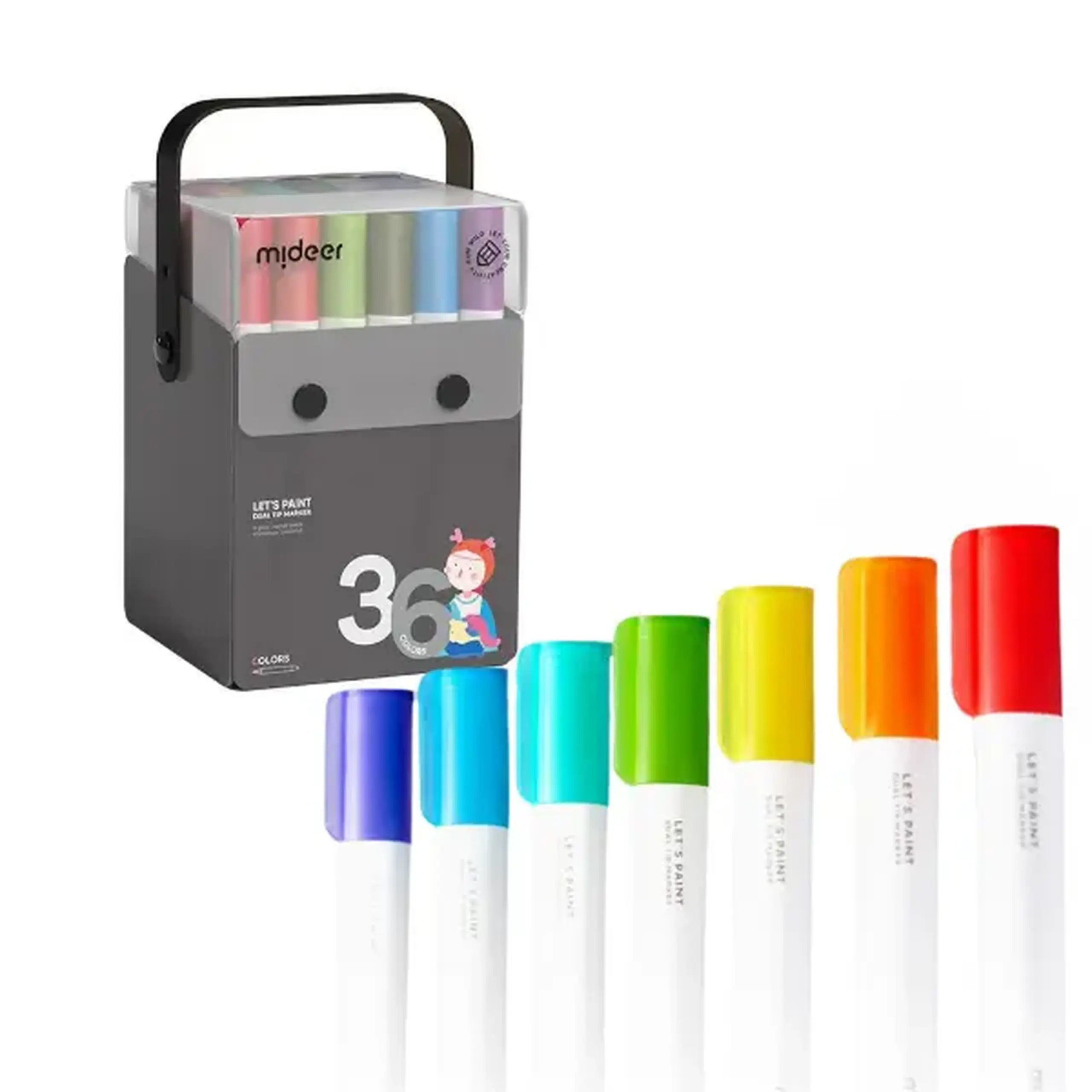 Set de markere semitransparente cu vârf dublu, 36 culori