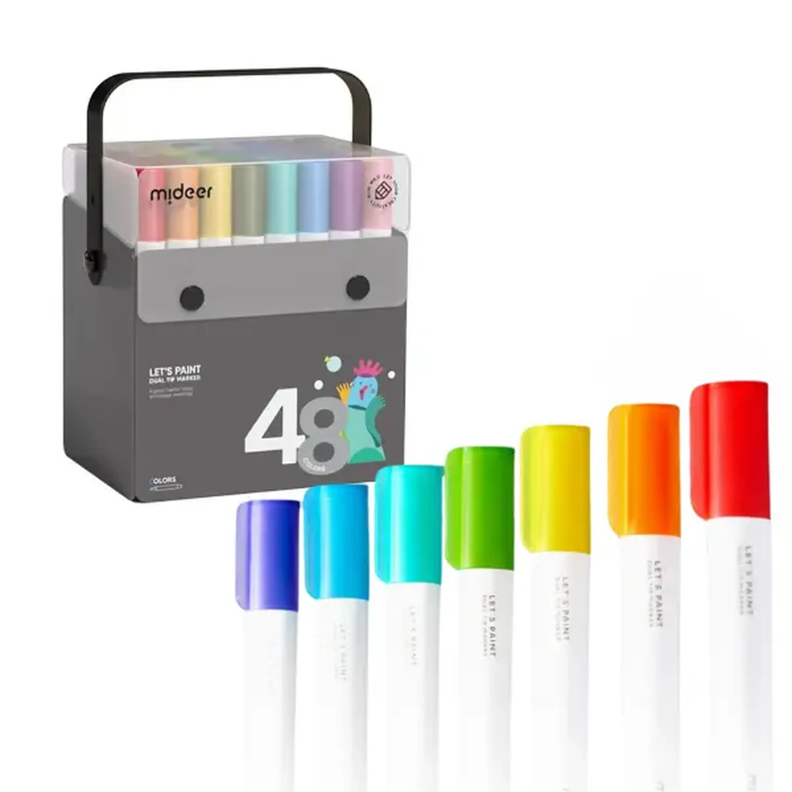 Set de markere semitransparente cu vârf dublu, 48 culori