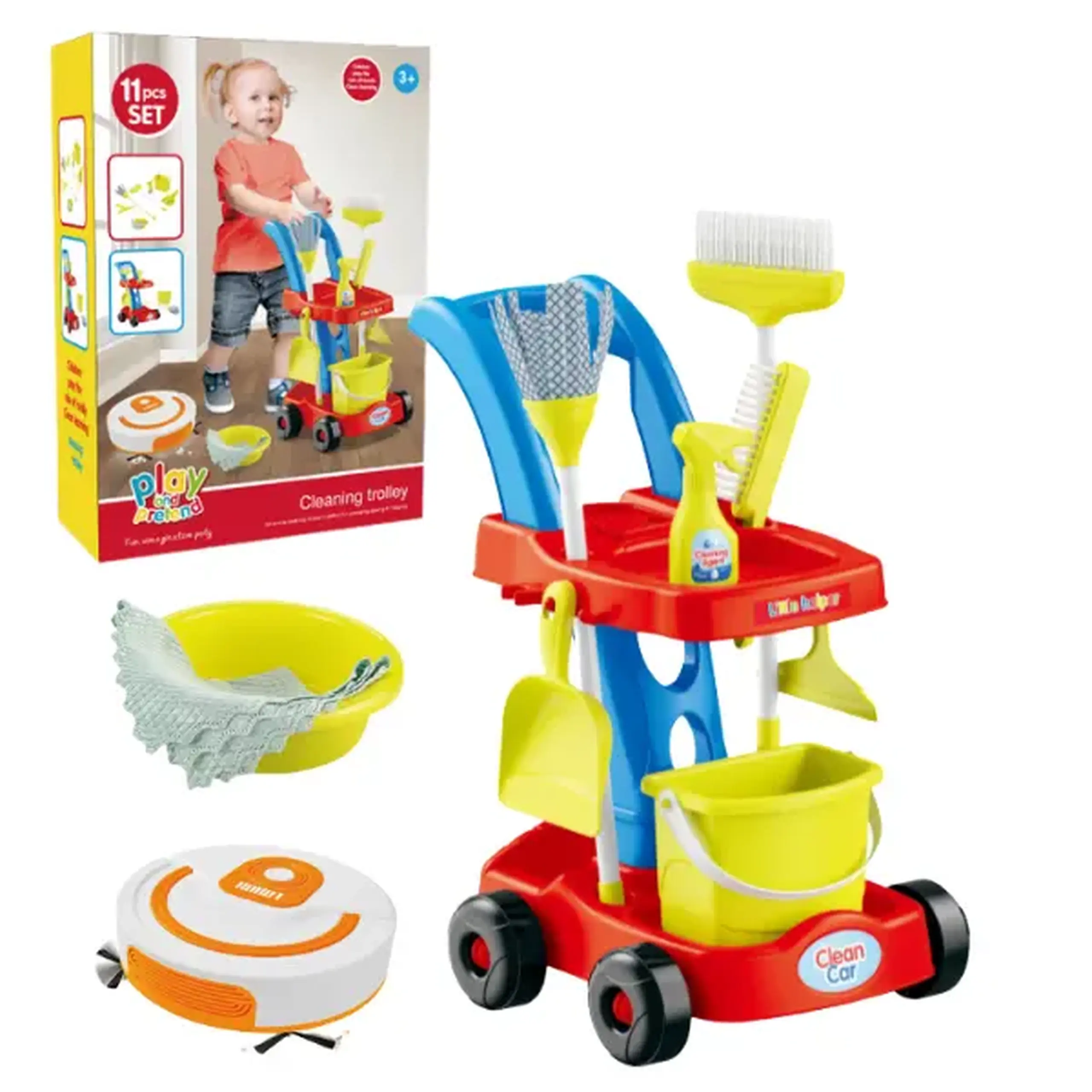 Set de curățenie cu cărucior și mătură