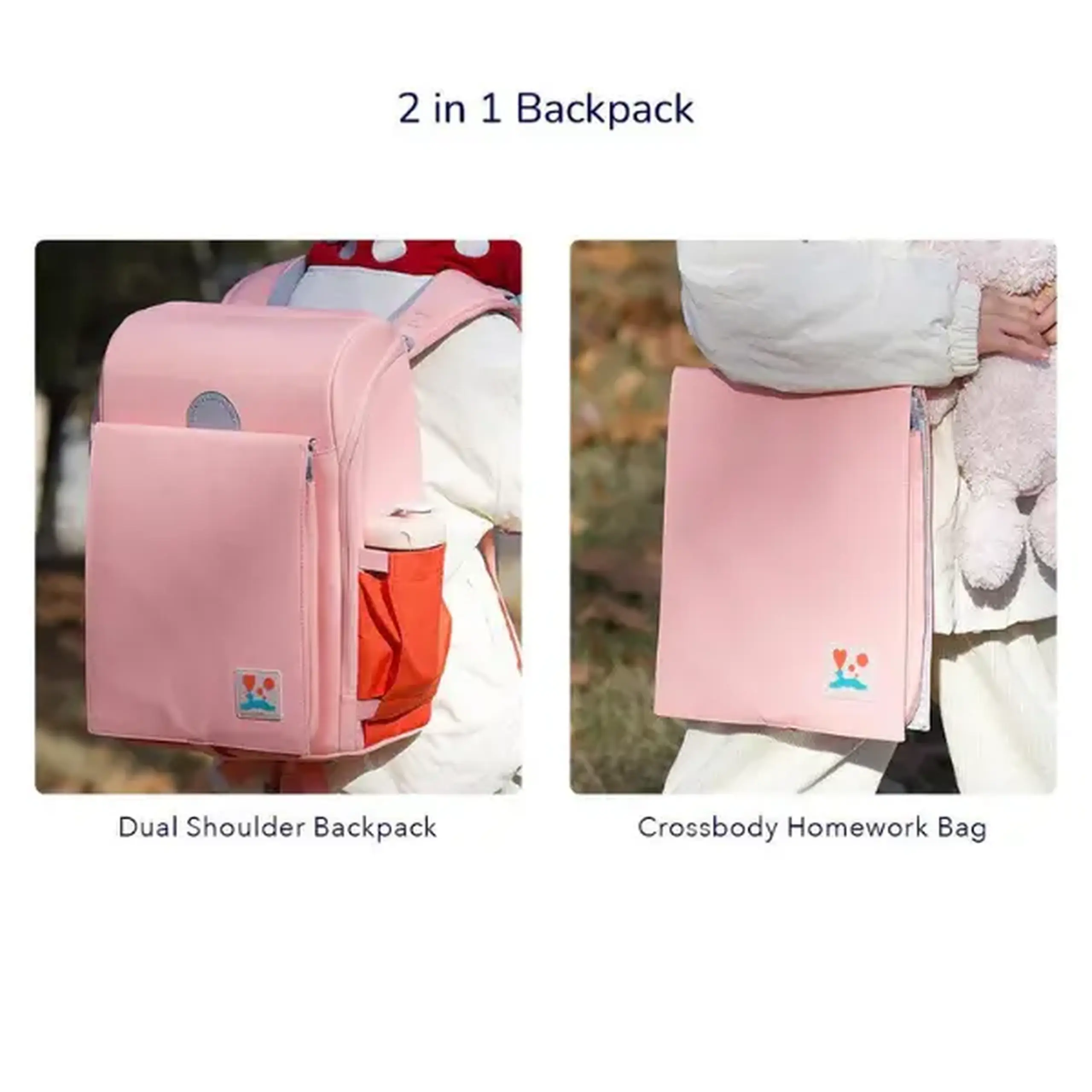3D Rucsac pentru copii 2 în 1, roz