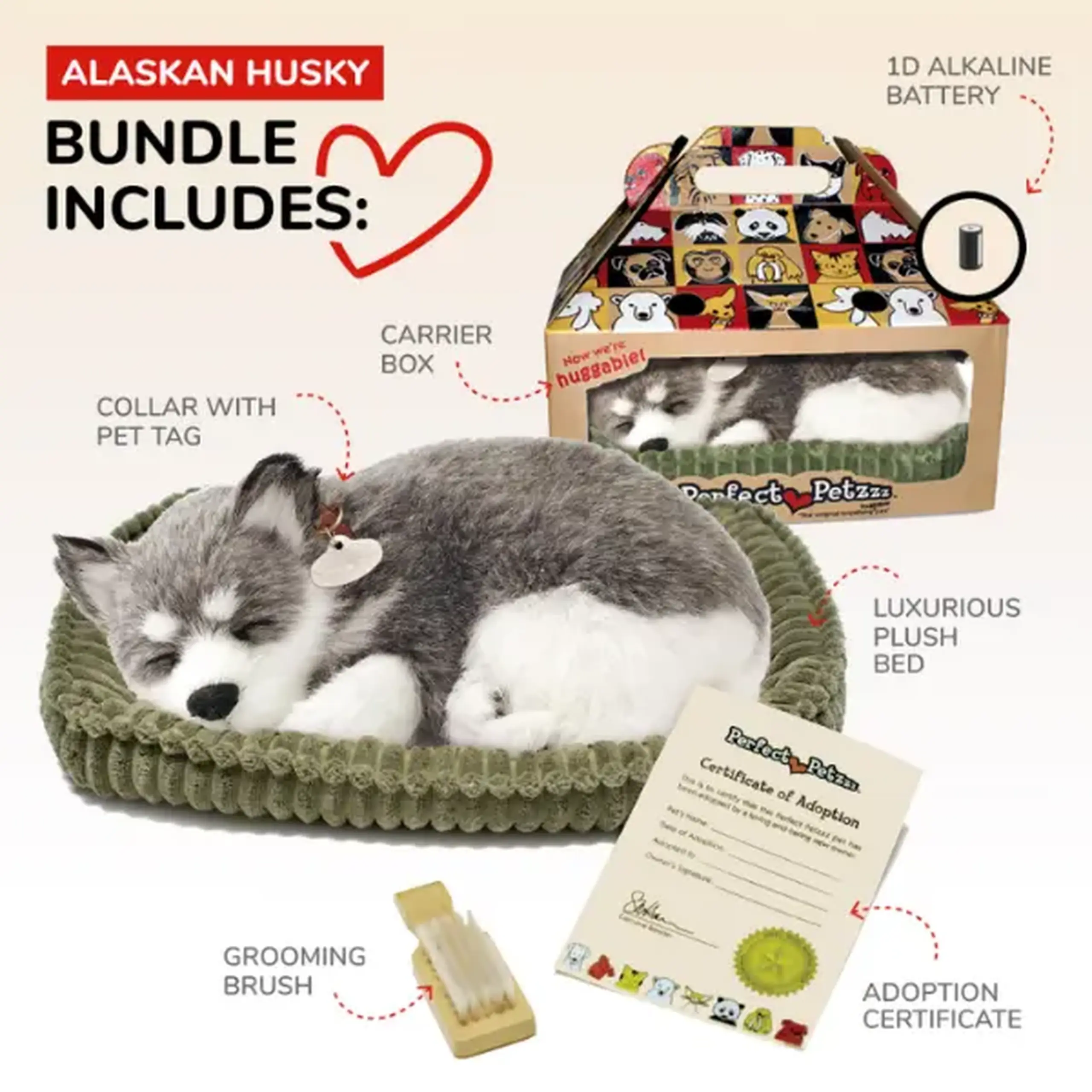Cățeluș "Husky din Alaska” cu imitație de respirație