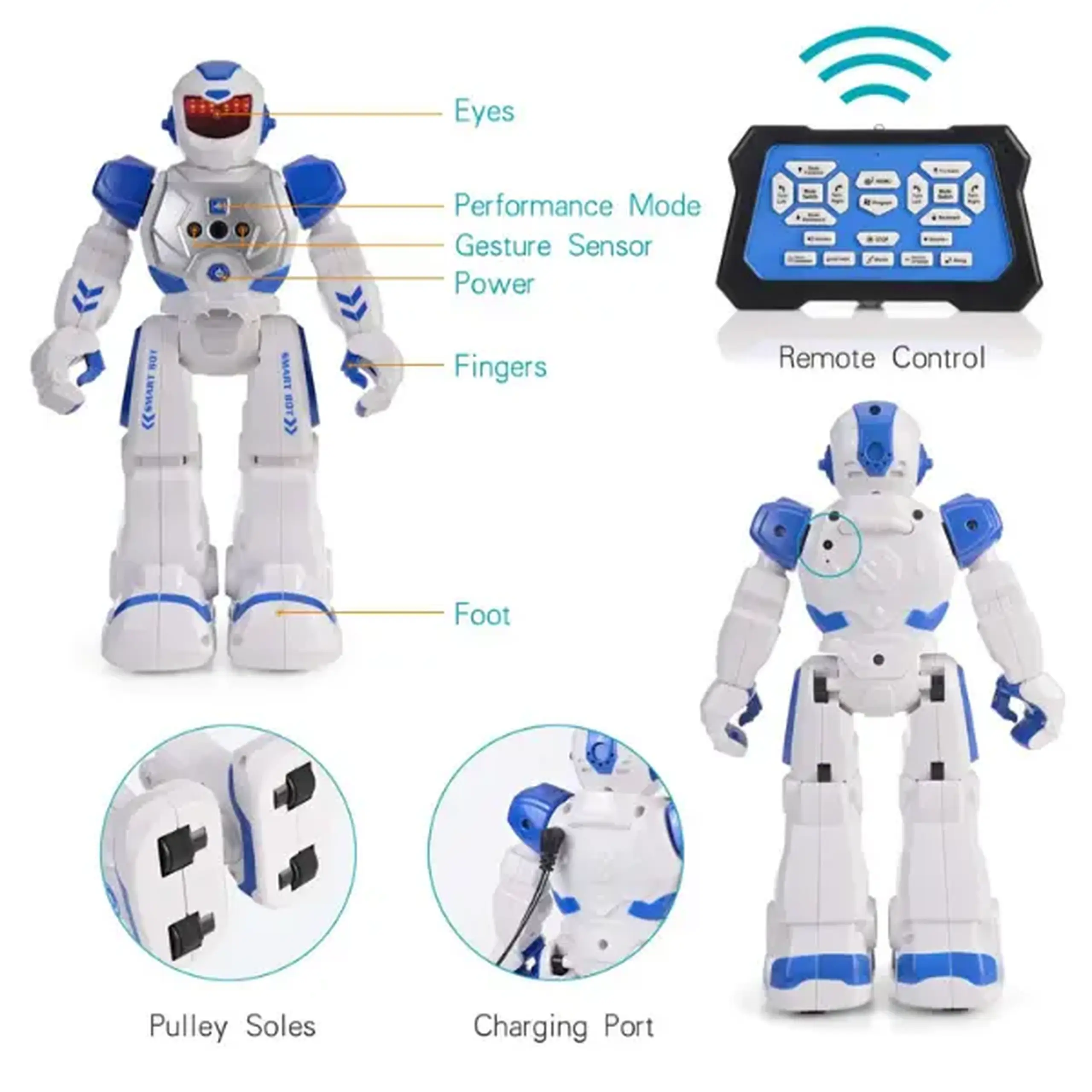 Robot Jack Royal cu telecomandă, albastru și roșu