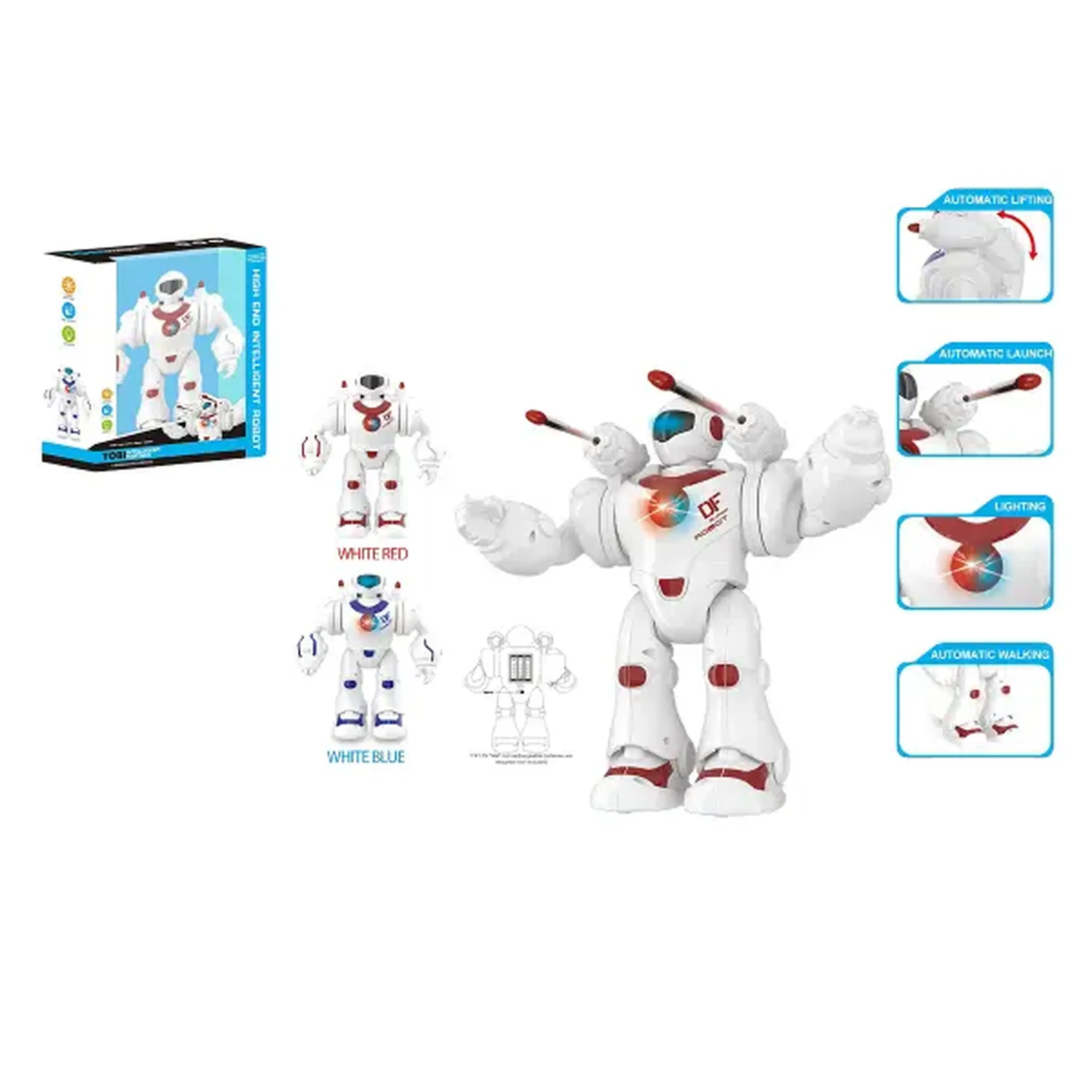 Robot inteligent, albastru și roșu