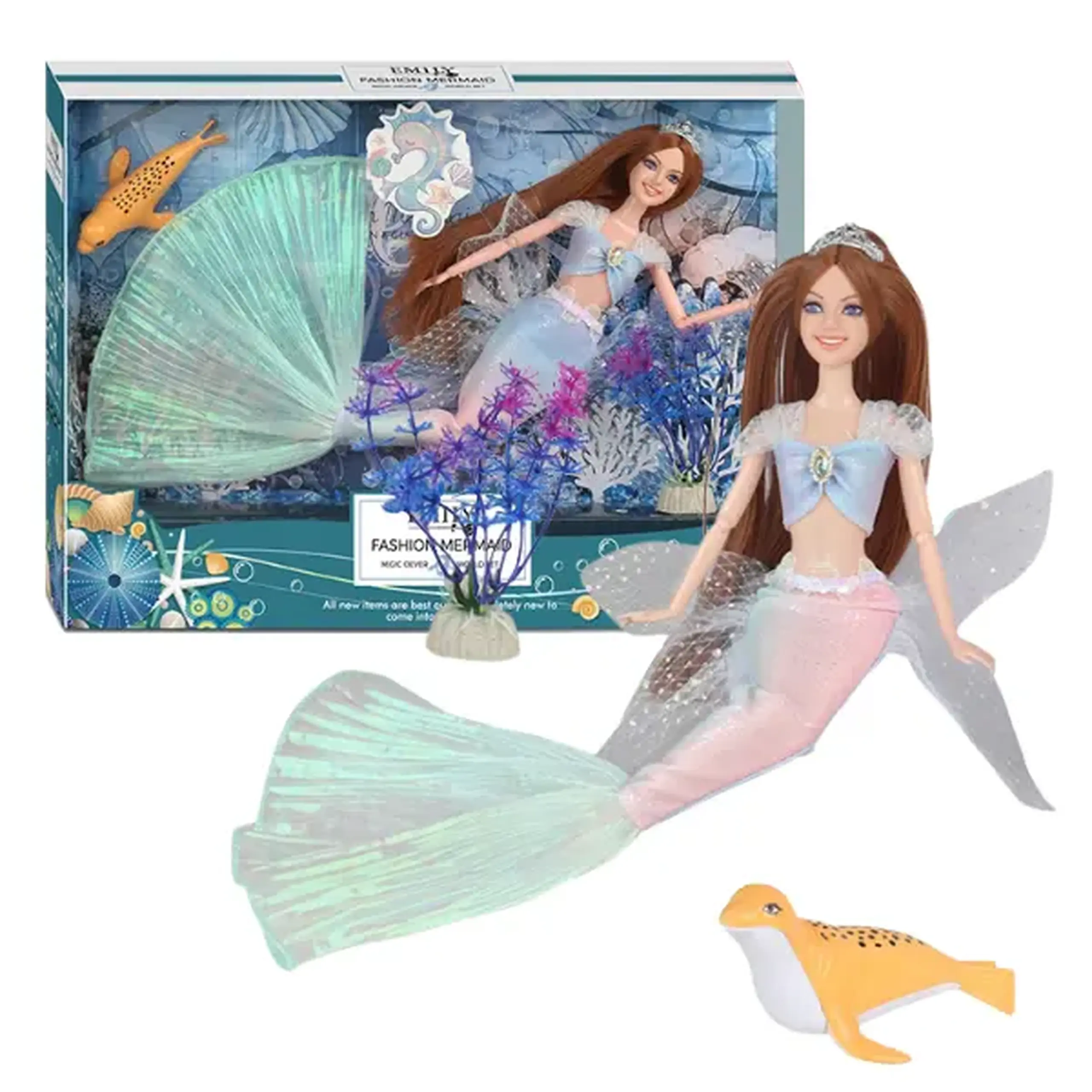 Păpușa Emily "Sirena cu animaluț de companie de mare"