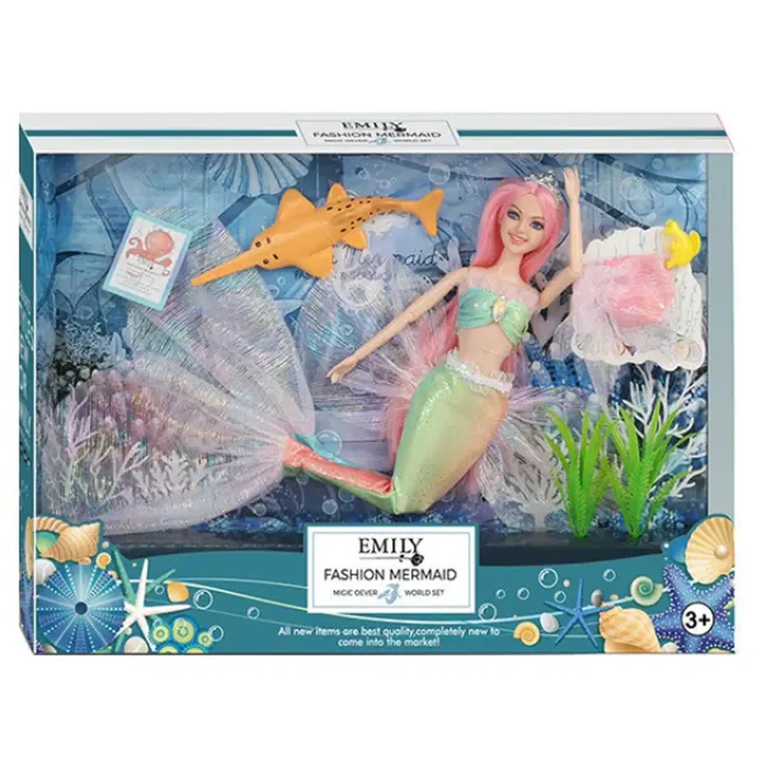 Păpușa Emily "Sirena cu animaluț de companie de mare"