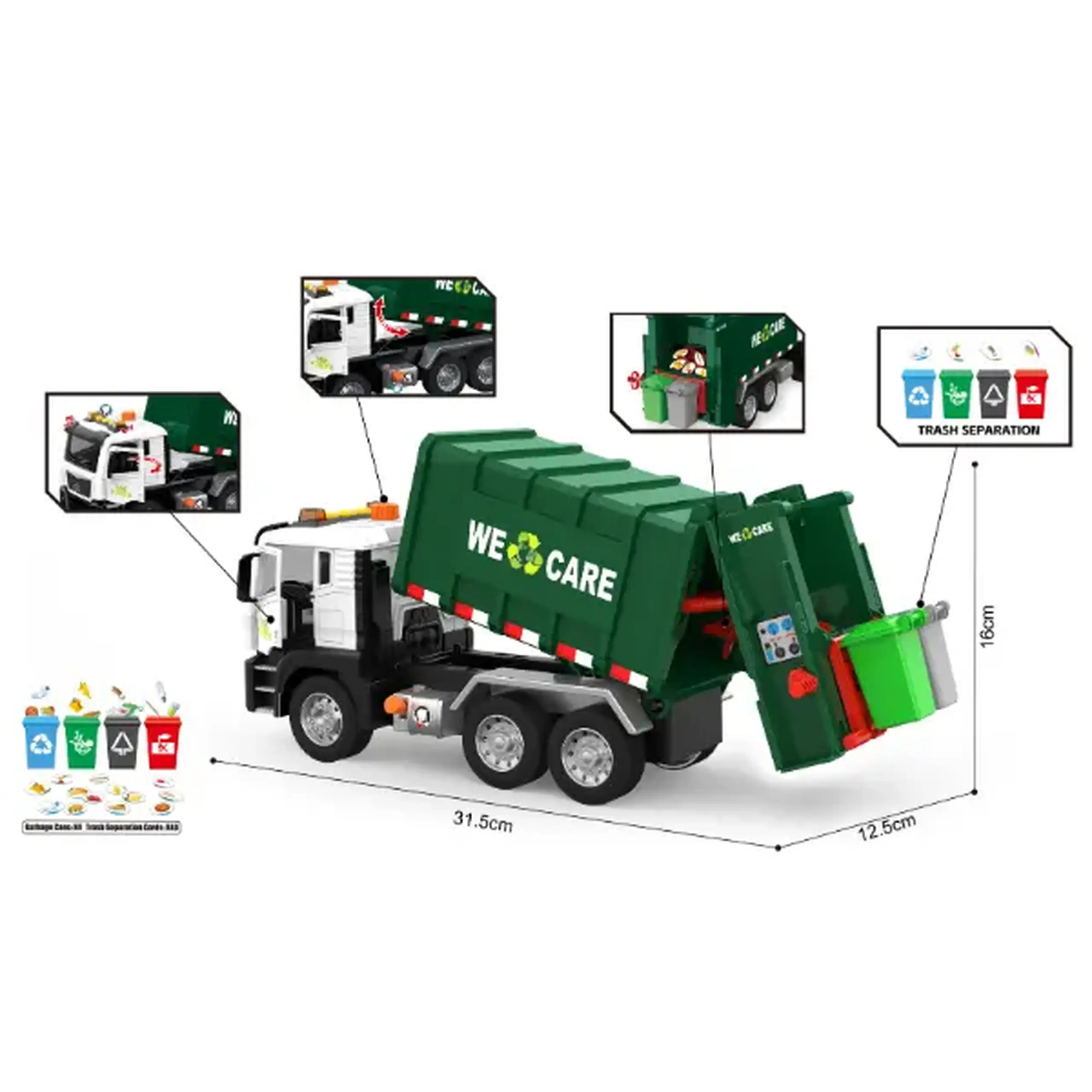 1:10 Camion de gunoi cu inerție (lumină / sunet)