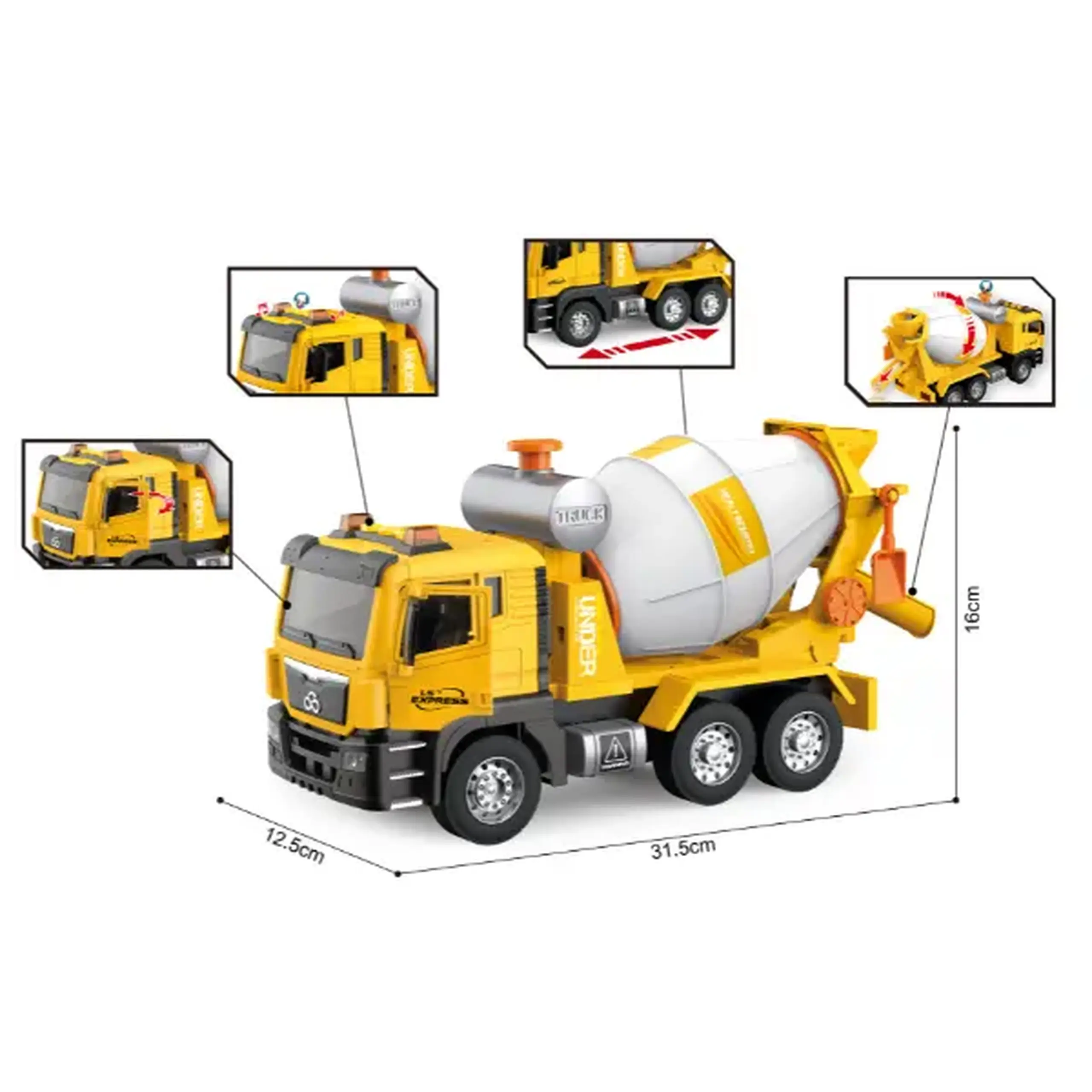 1:10 Camion-betonier cu fricțiune (lumini /sunete)