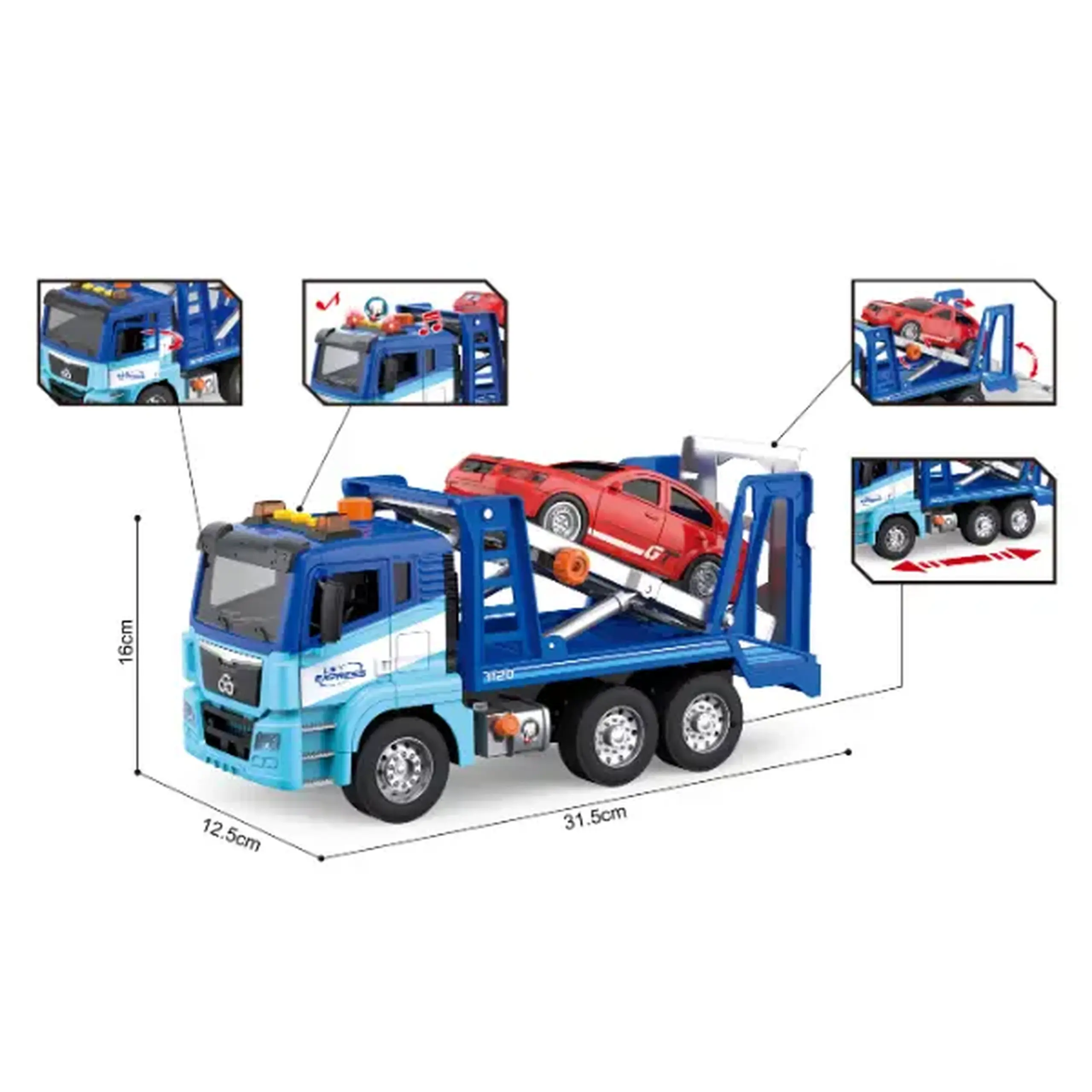 1:10 Camion cu macara cu fricțiune (lumini /sunete)
