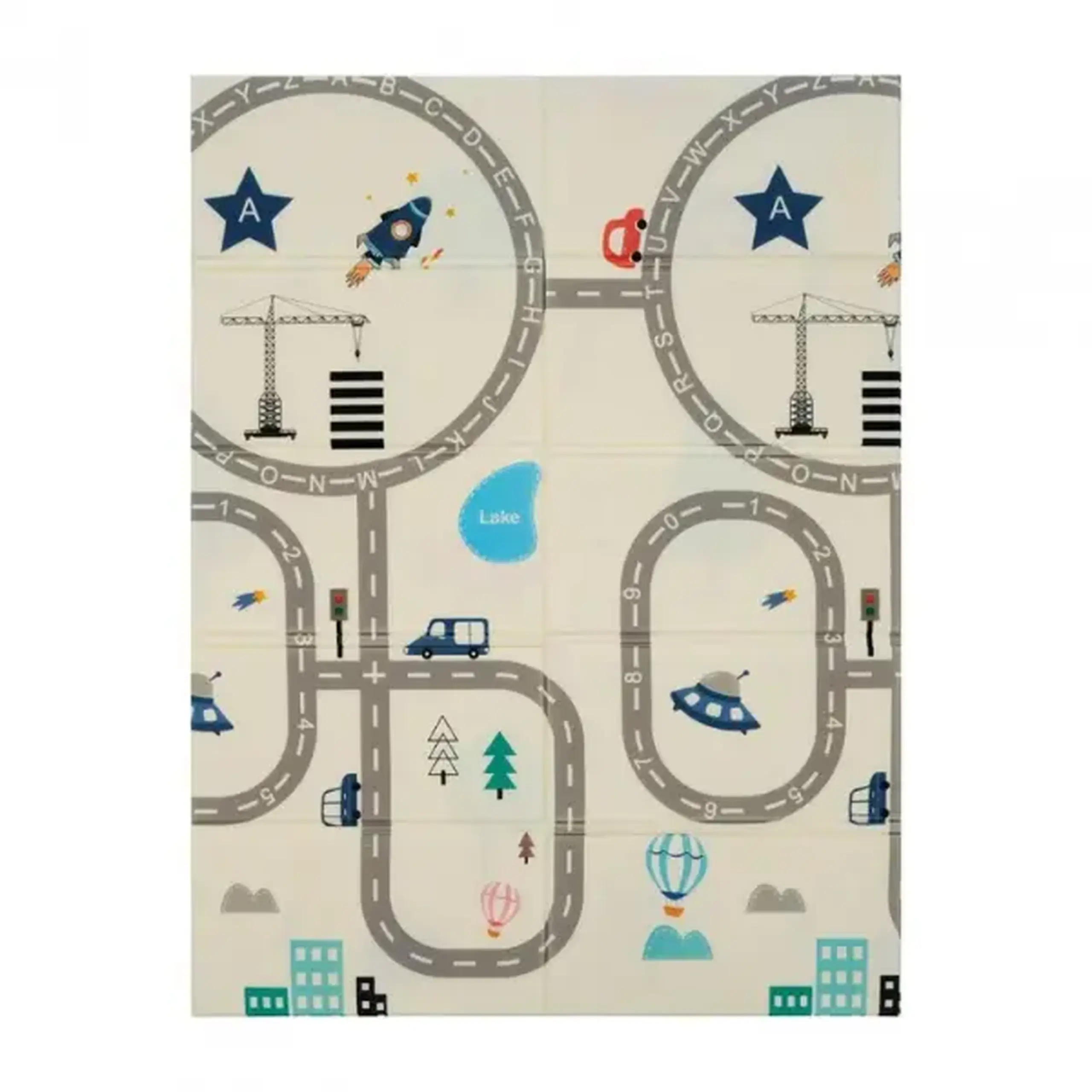 Covoras educativ cu 2 fete din spumă (trafic rutier), 180 x 120 x 1 cm