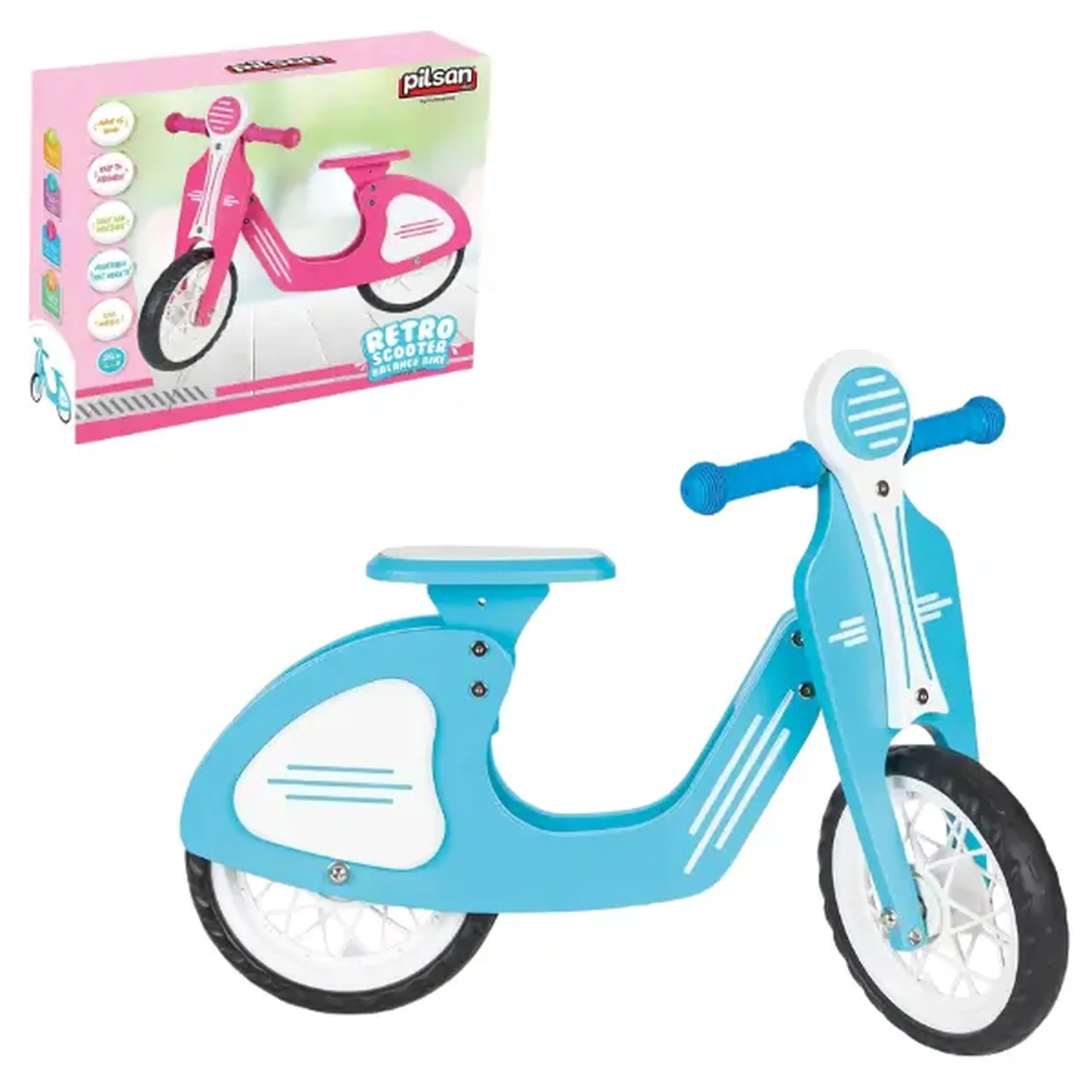 Retro-bicicletă fără pedale, cu roți EVA, albastră
