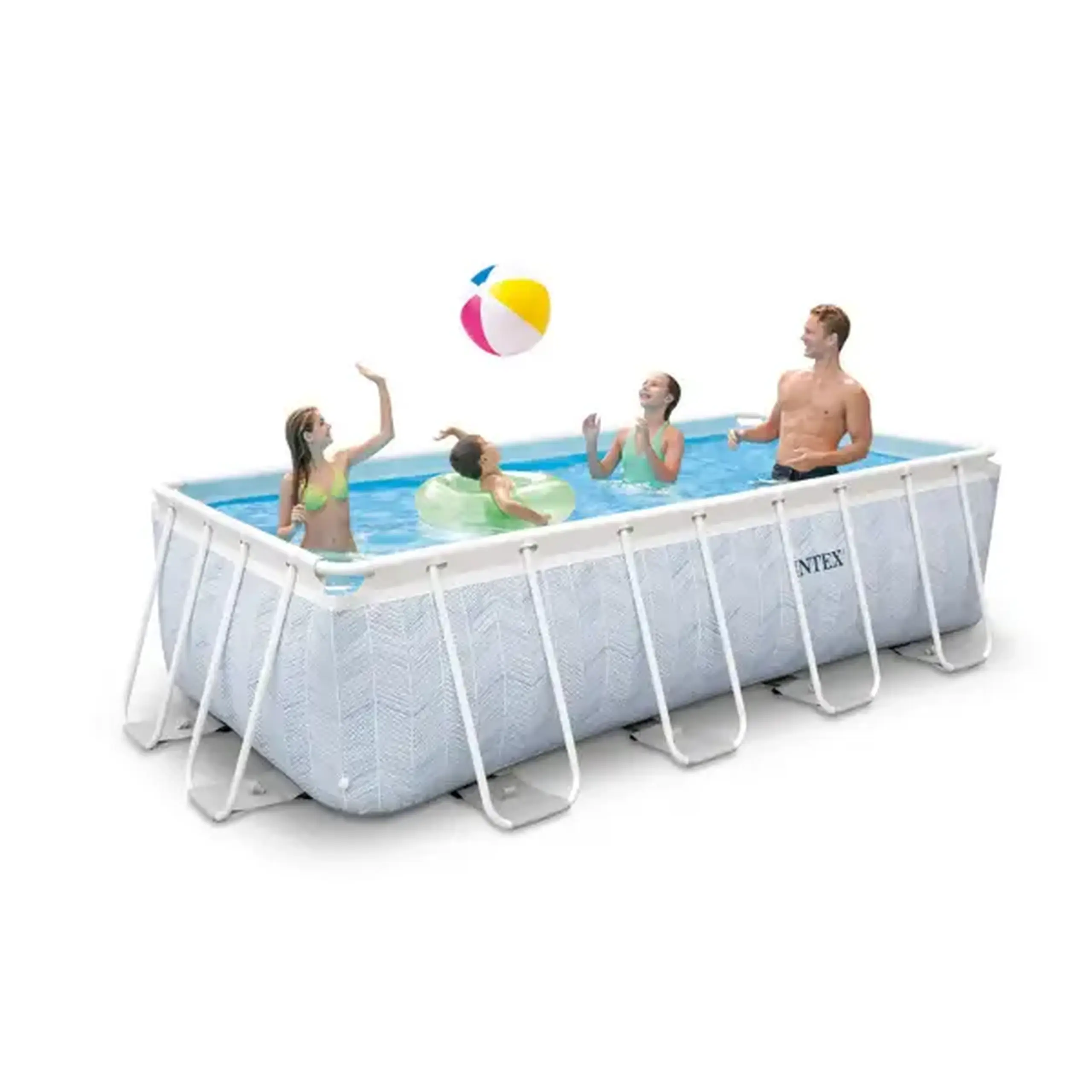 INTEX, CHEVRON PRISM FRAME RECTANGULAR POOL 400 x200 x 100 cm, 6836 L, cadru metalic, cu pompă de filtrare