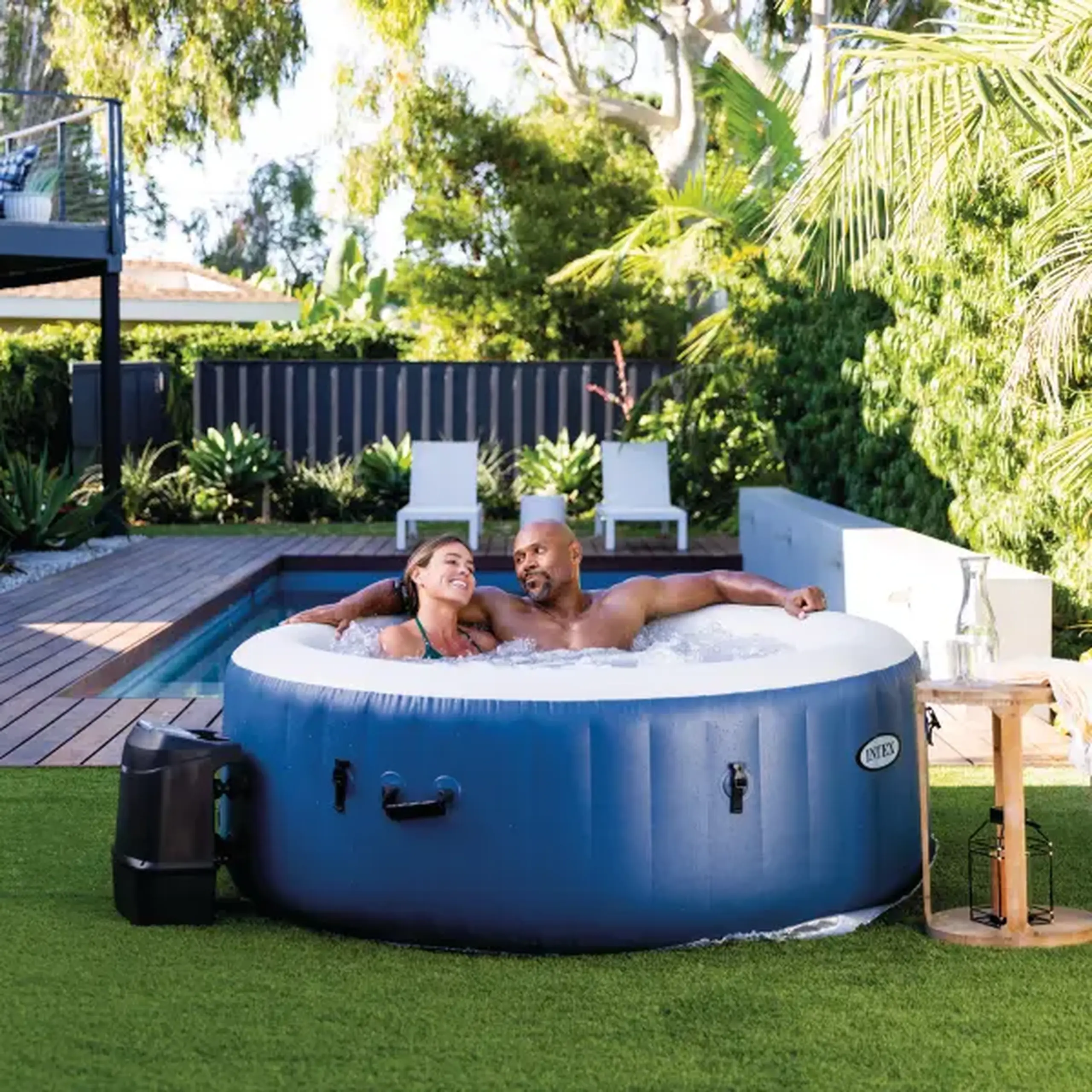 INTEX Jacuzzi SPA gonflabil “PureSpa Bubble Blue” 180х66 cm, 677L, 4 persoane