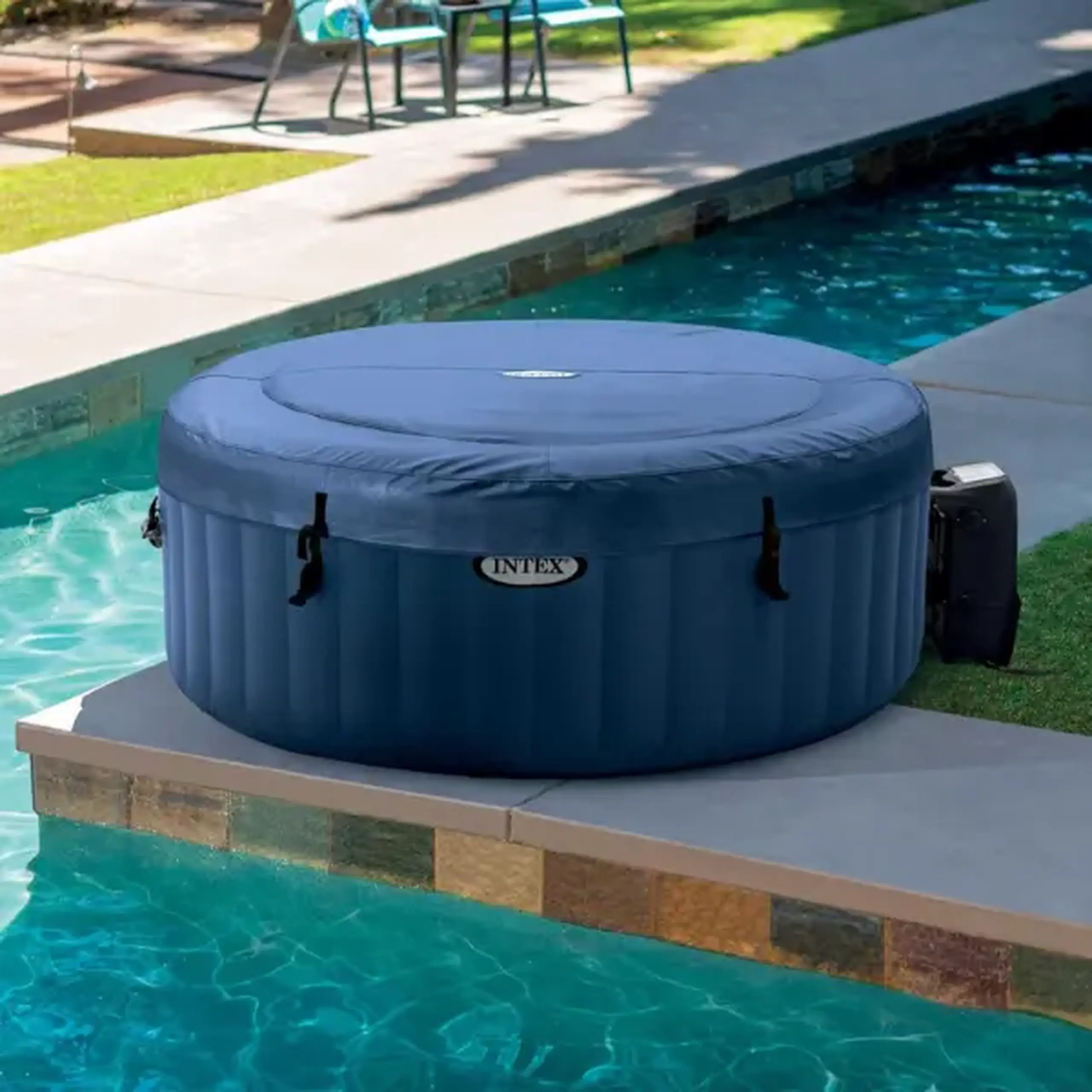INTEX Jacuzzi SPA gonflabil “PureSpa Bubble Blue” 180х66 cm, 677L, 4 persoane
