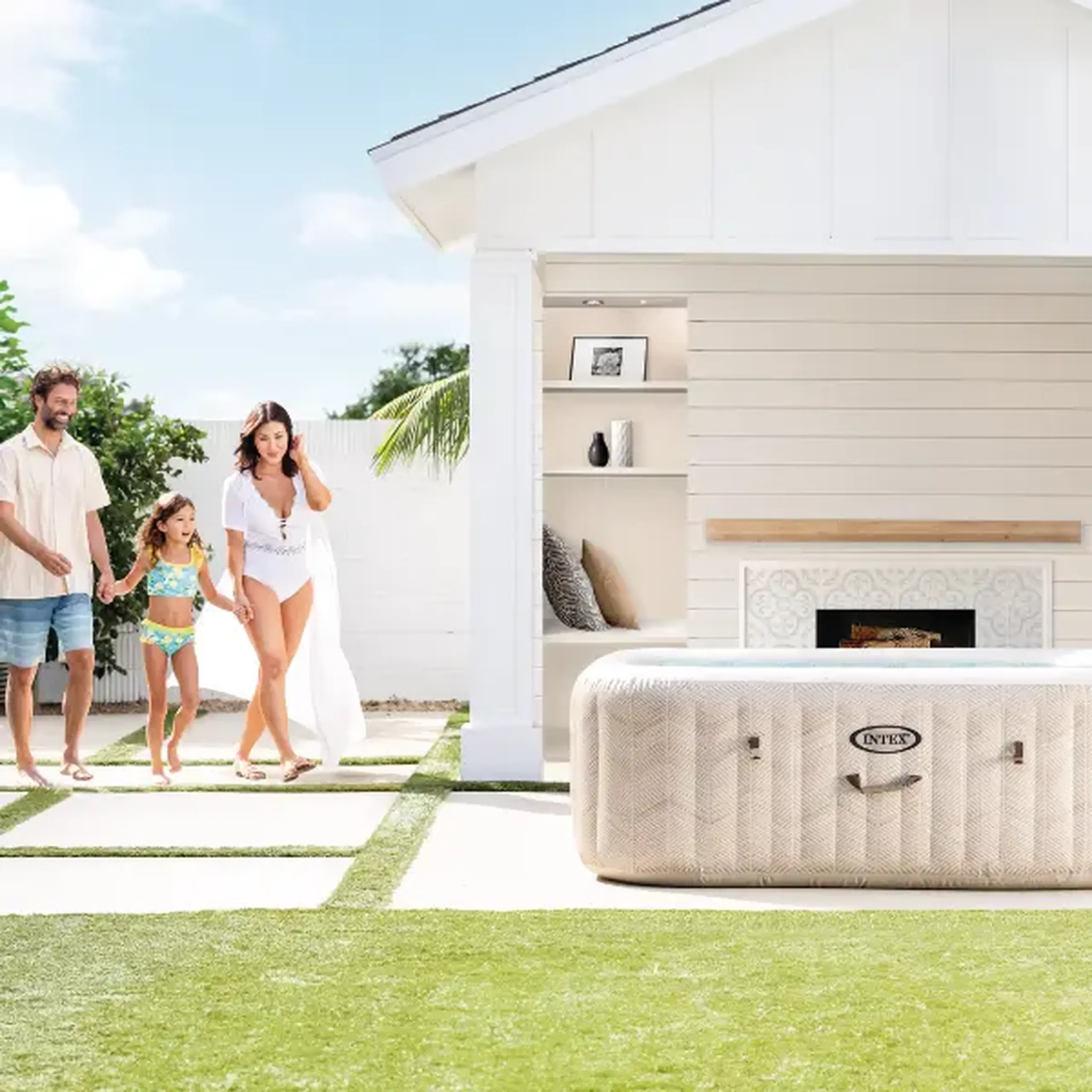 INTEX Jacuzzi SPA gonflabil “Chevron Deluxe Square Bubble” 173×71,795L, 4 persoane