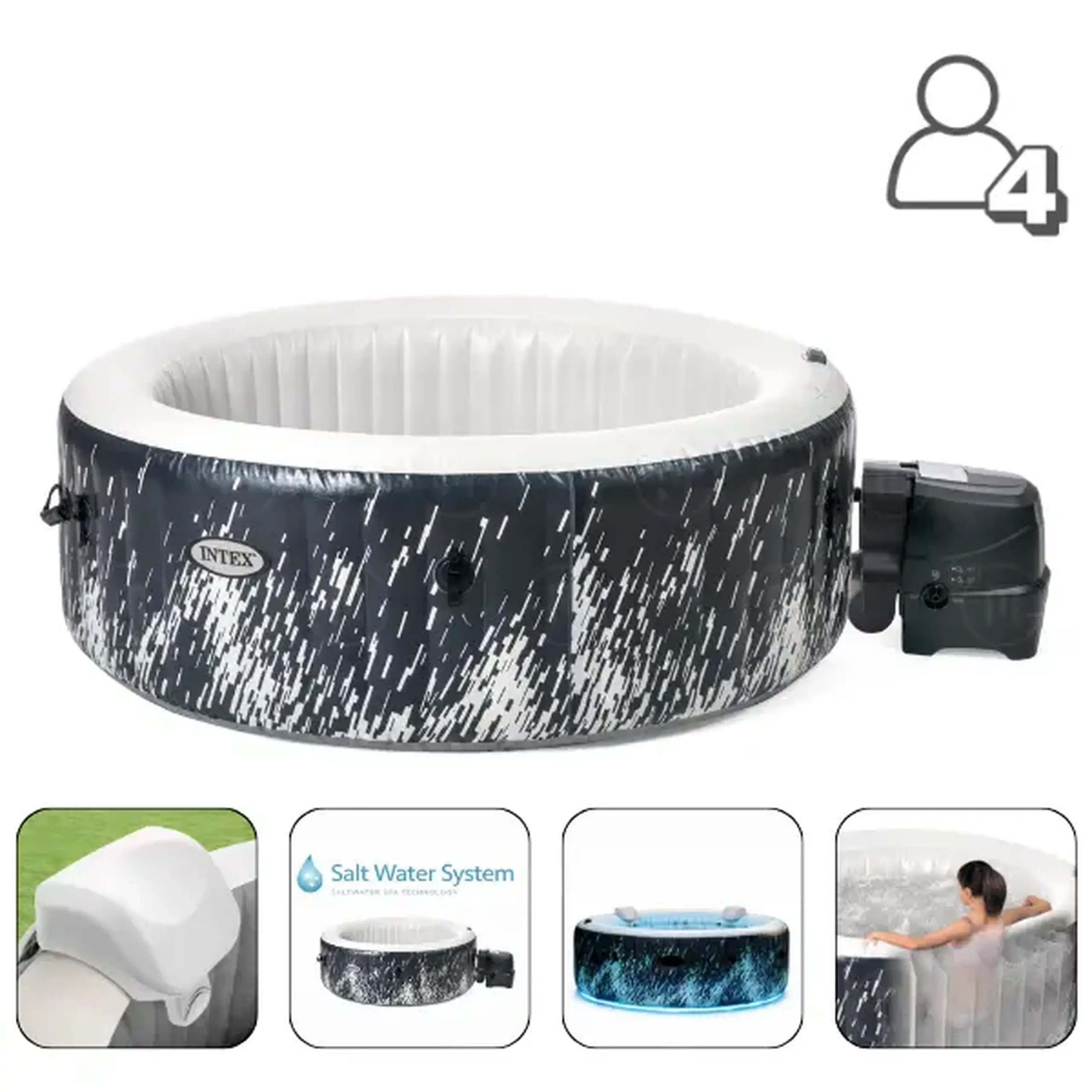 INTEX Jacuzzi SPA gonflabil “Glow Deluxe” 196х71 cm, 795L, 4 persoane