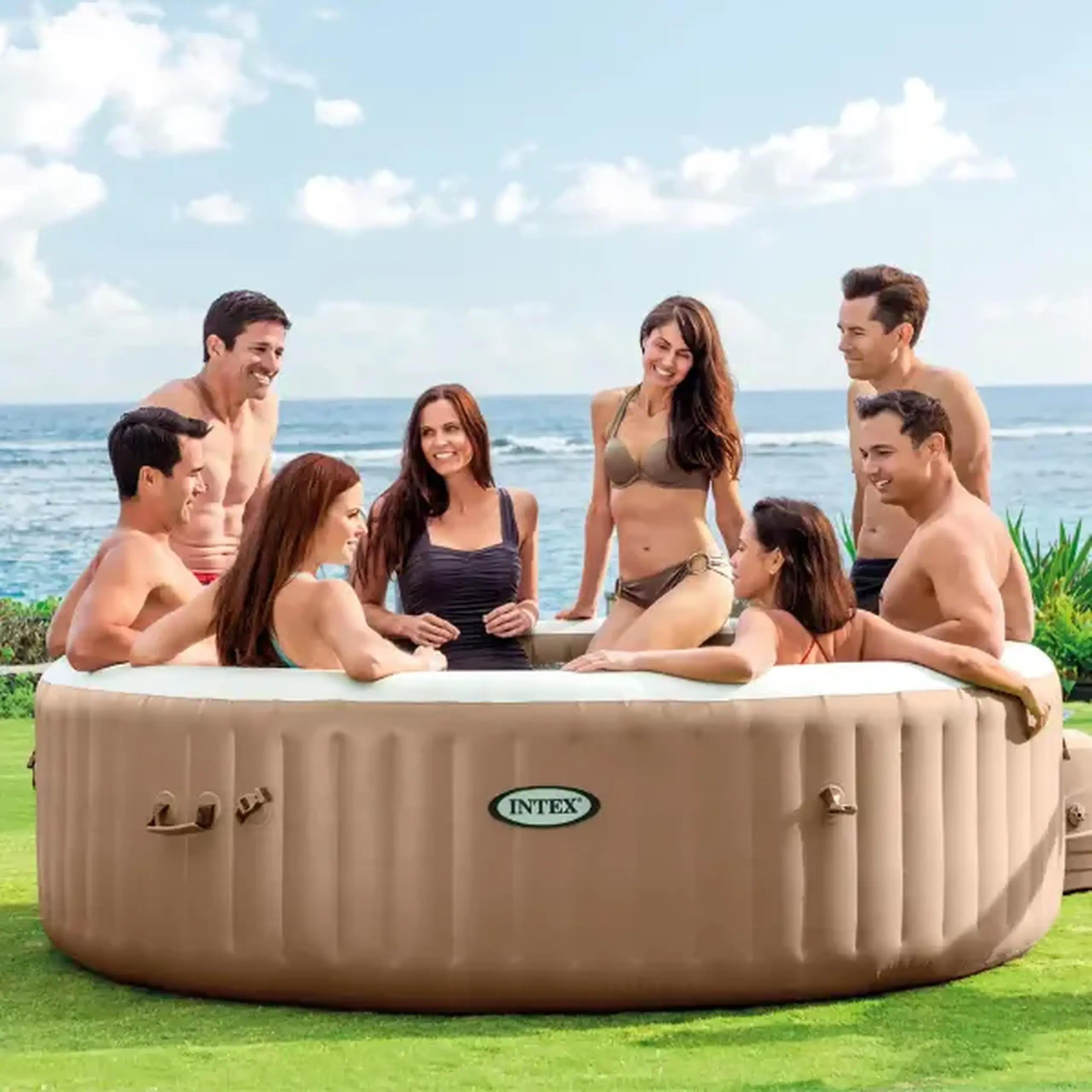 INTEX Jacuzzi SPA gonflabil “Sahara Tan Round Bubble Spa” 236х71 cm, 1339L, 8 persoane
