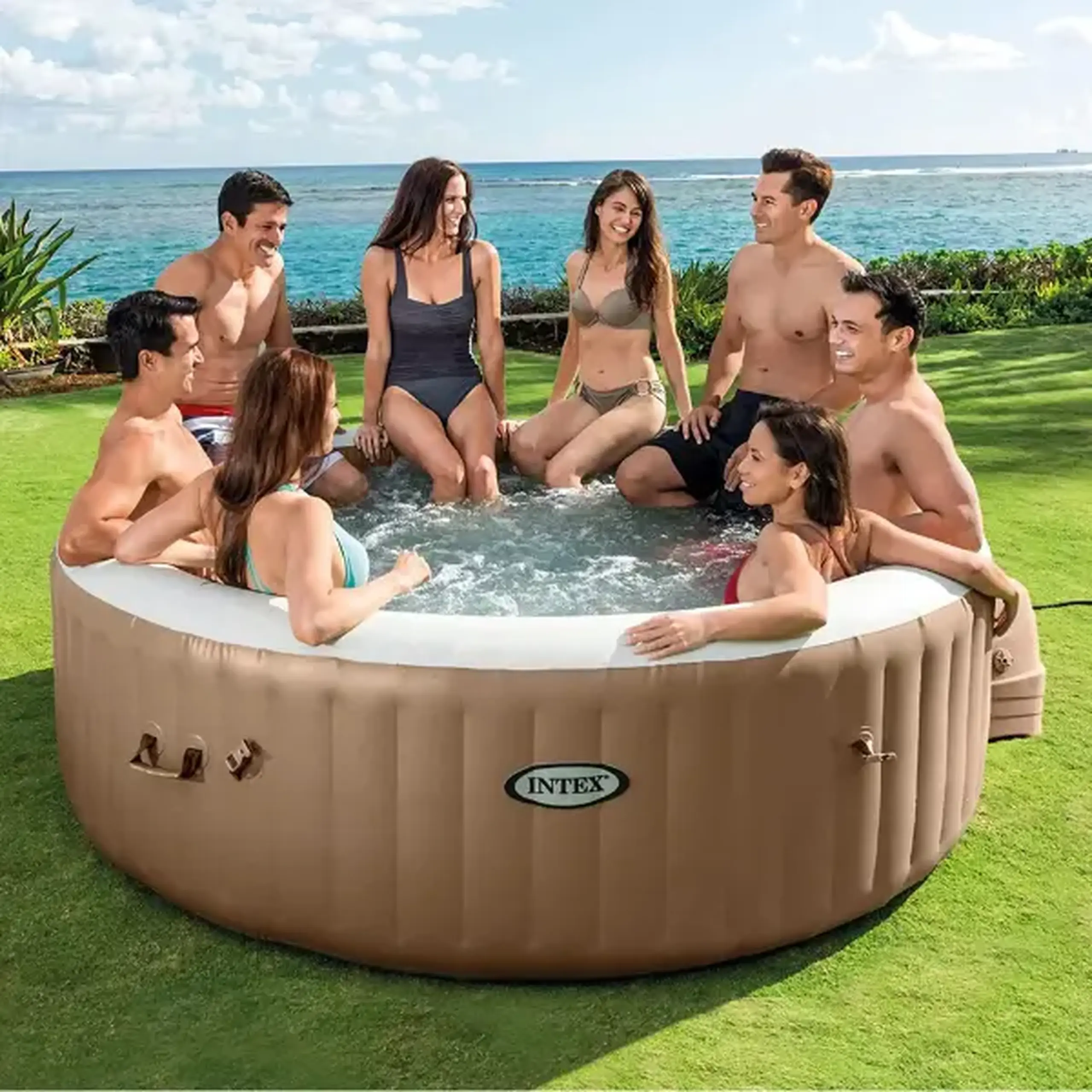 INTEX Jacuzzi SPA gonflabil “Sahara Tan Round Bubble Spa” 236х71 cm, 1339L, 8 persoane