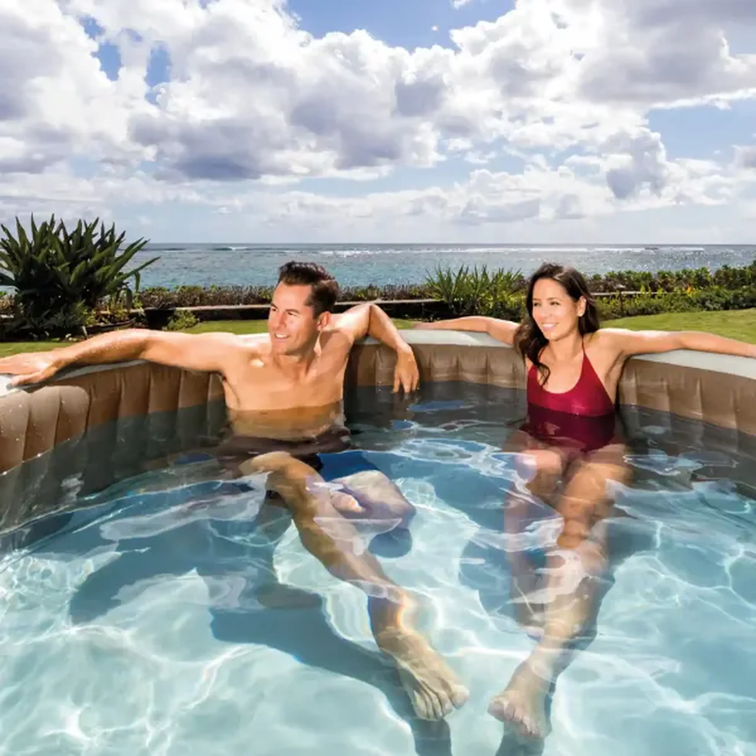 INTEX Jacuzzi SPA gonflabil “Sahara Tan Round Bubble Spa” 236х71 cm, 1339L, 8 persoane